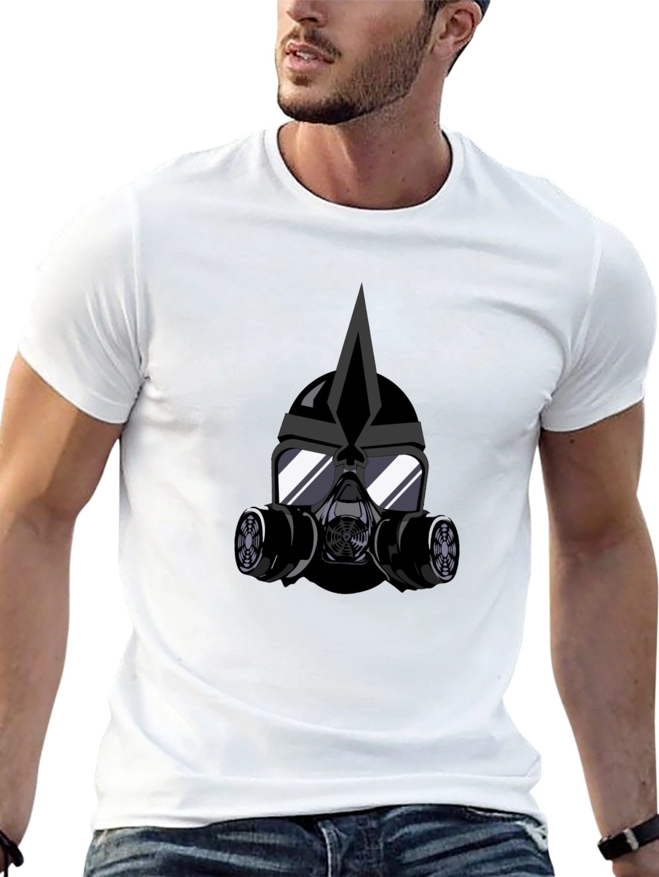 Cool Graphic Tee - Gas Mask Helmet Black T-Shirt