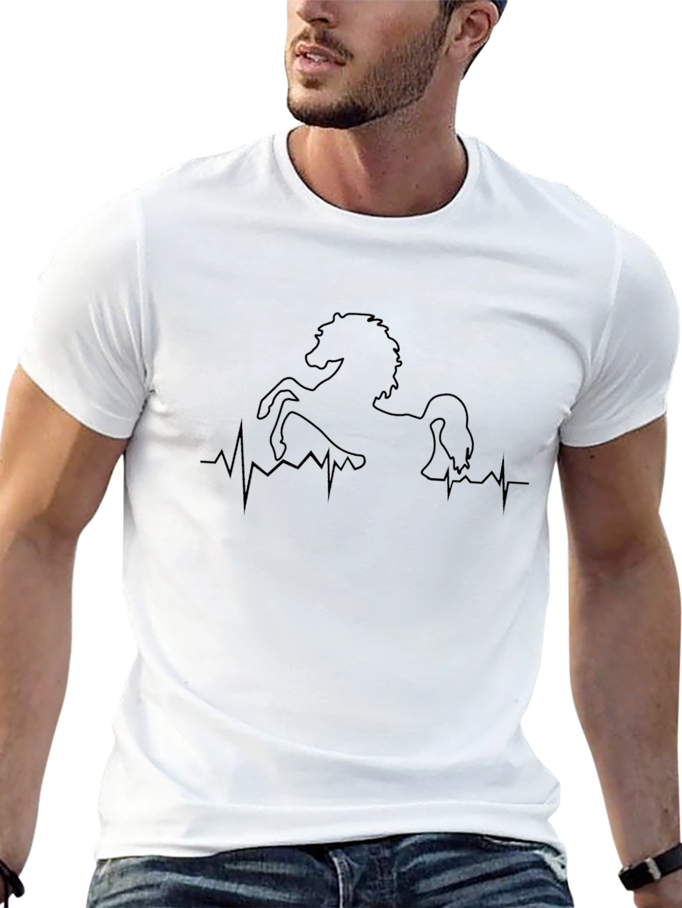 Horse Heartbeat Graphic Tee - Black