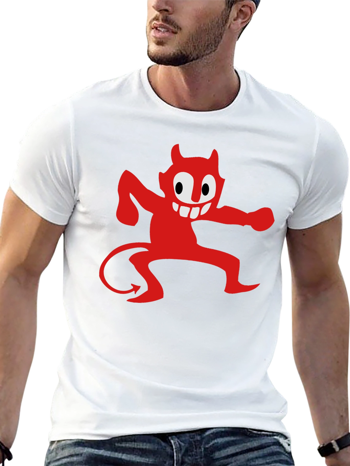 Cartoon Devil Graphic Tee - Mens Black T-Shirt