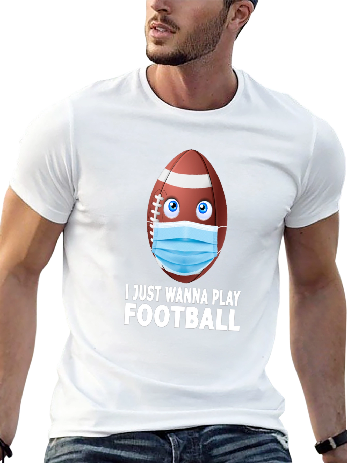 Funny Football Mask T-Shirt - Play During Covid