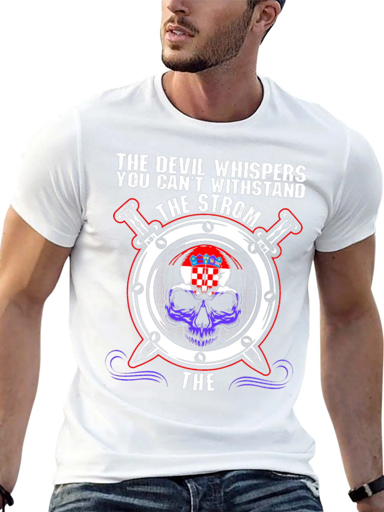 Devil Whispers Storm Croatia Skull T-Shirt