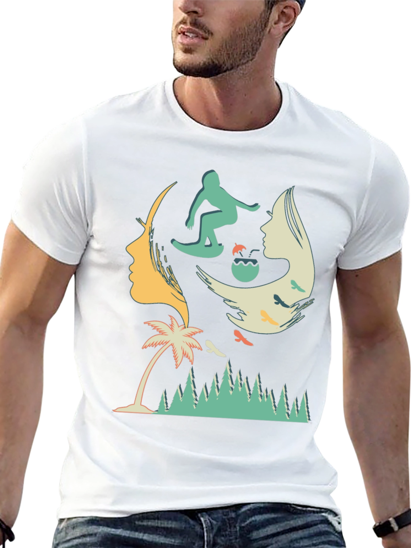 Surfer Silhouette Graphic T-Shirt