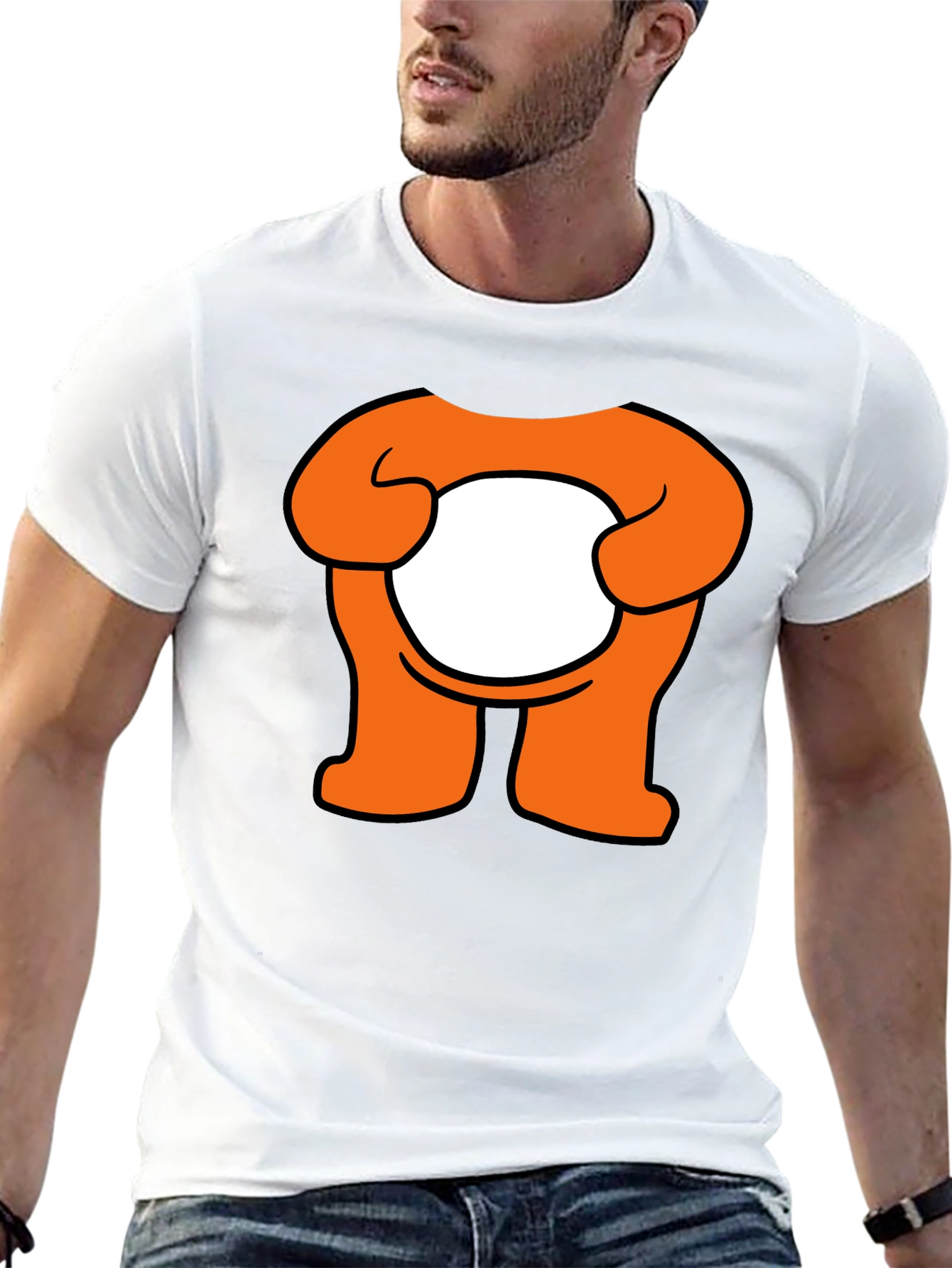 Orange Cartoon Character Graphic Black T-Shirt