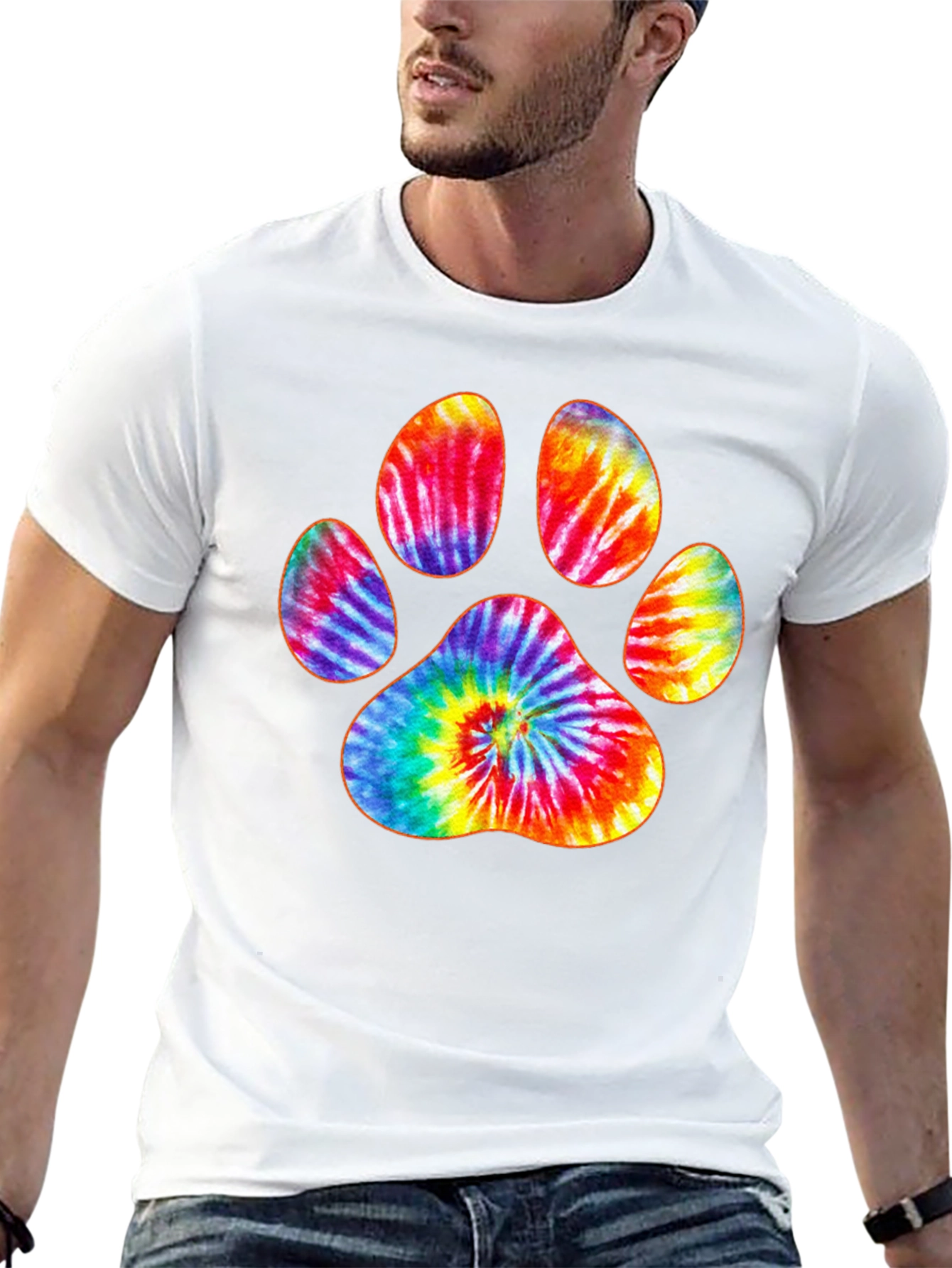Tie-Dye Paw Print Black T-Shirt