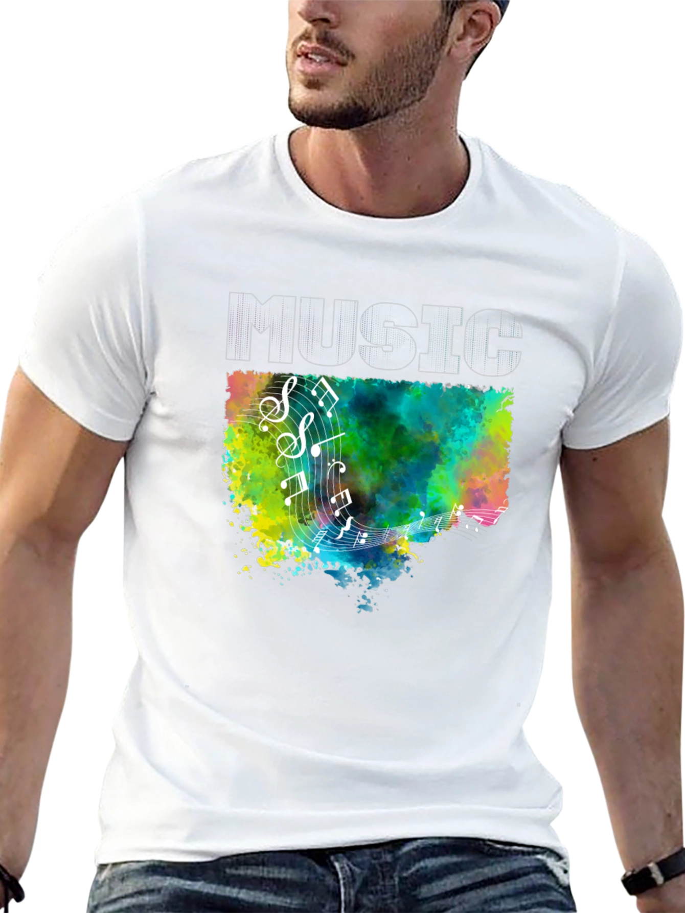Music Notes Graphic Black T-Shirt