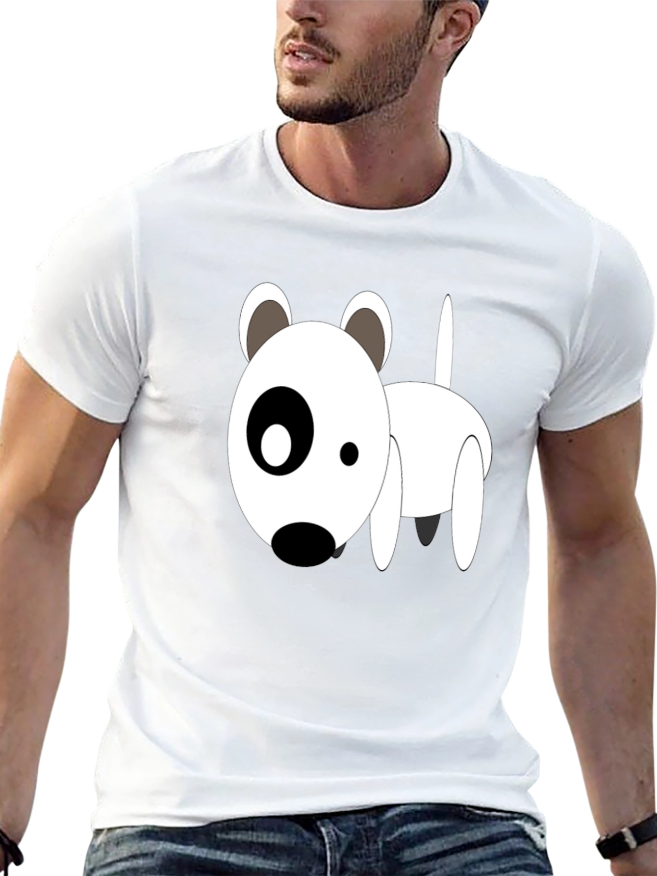 Cartoon Dog Graphic T-Shirt - Black