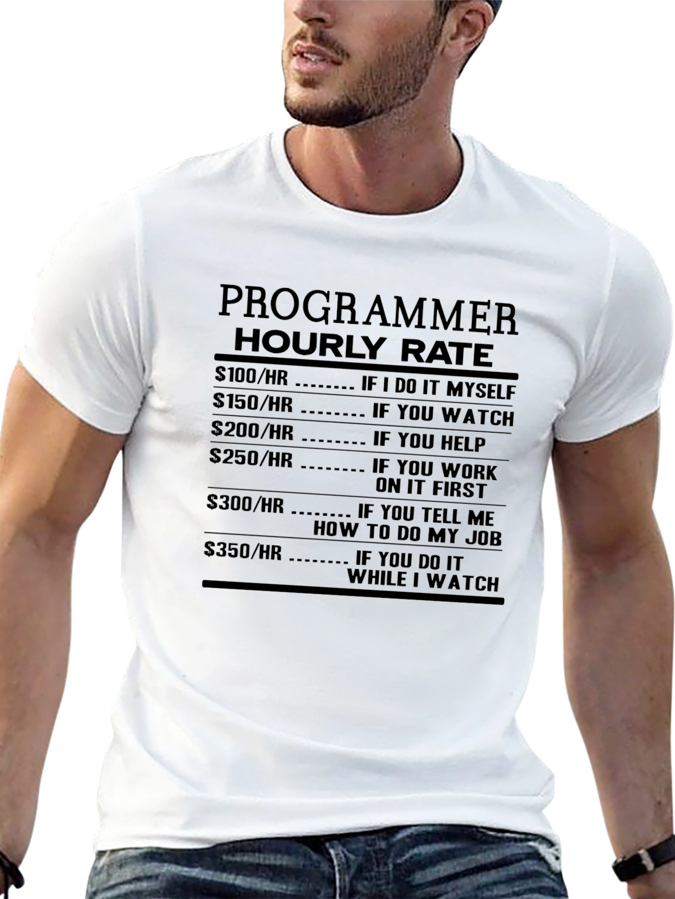 Programmer Hourly Rate Black T-Shirt - Funny Coder Tee