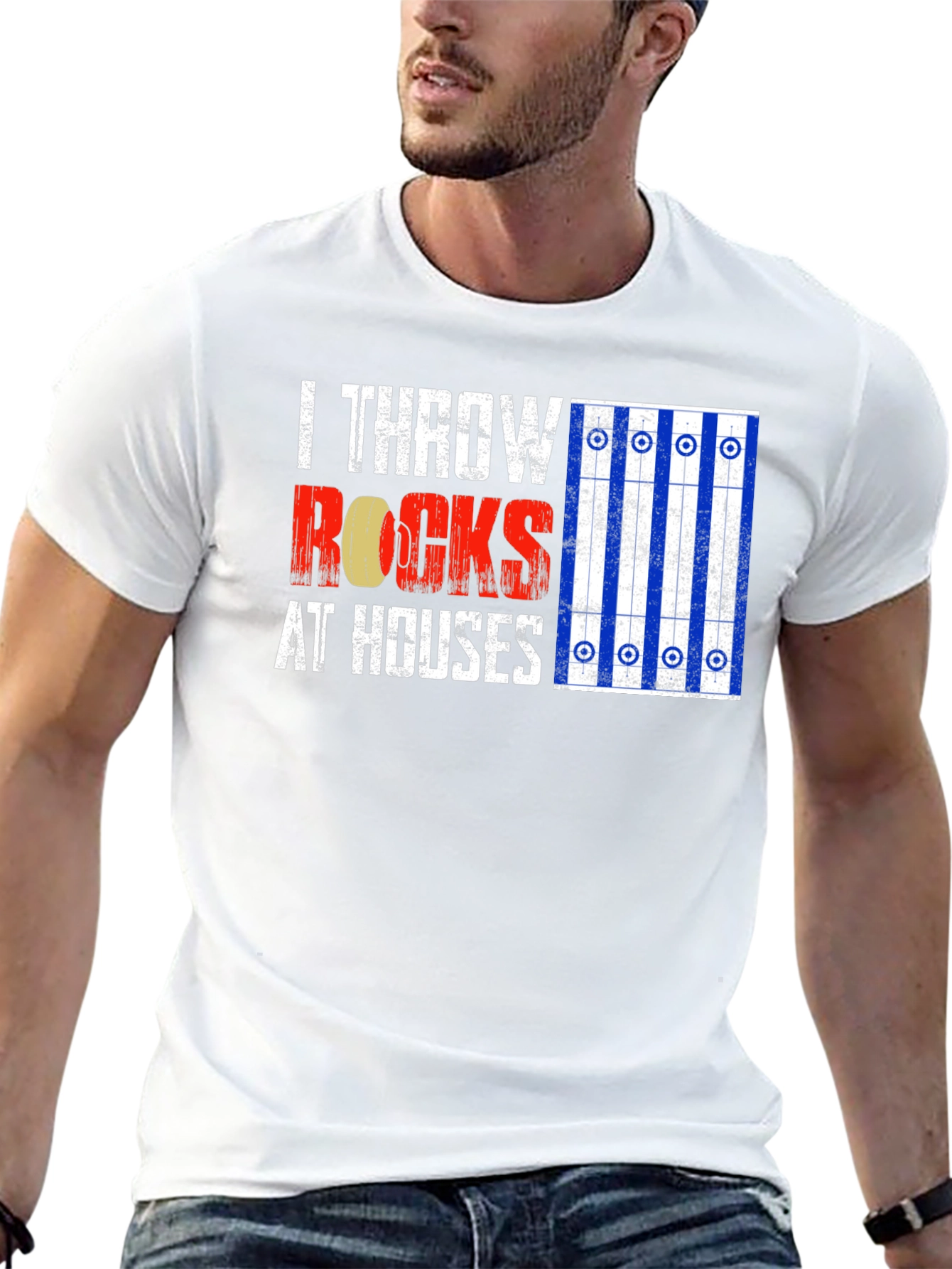 I Throw Rocks at Houses Curling T-Shirt