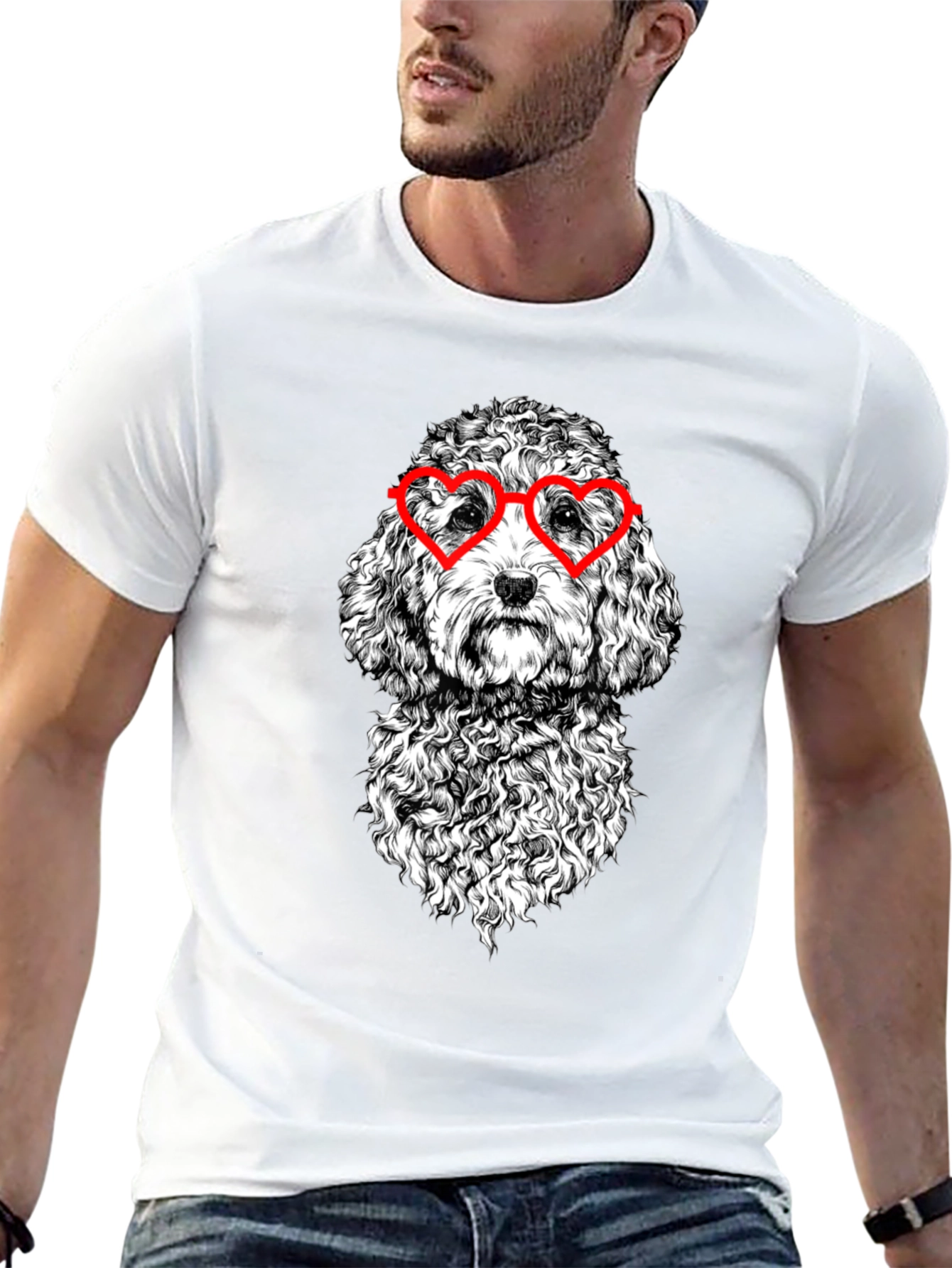 Dog With Heart Glasses Graphic T-Shirt
