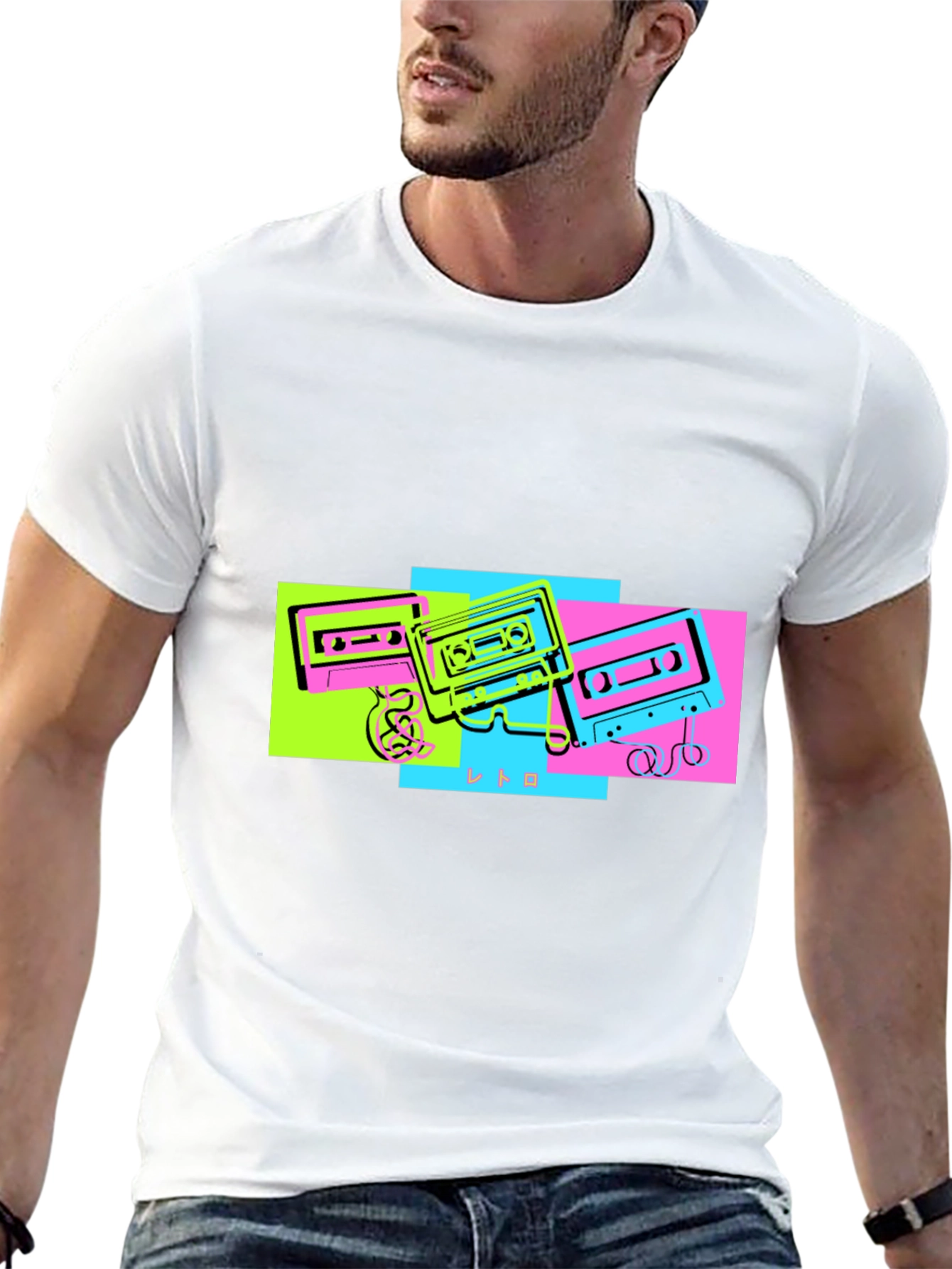 Retro Cassette Graphic Tee - Black Cotton T-Shirt