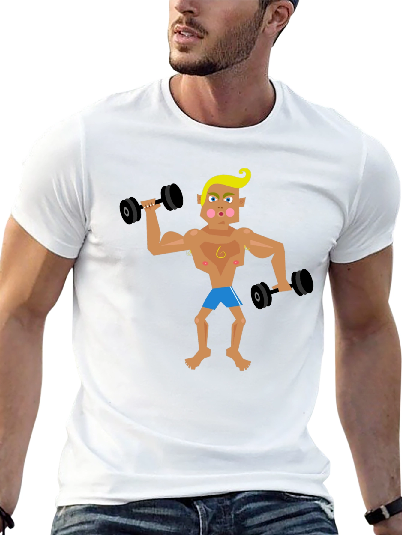 Cartoon Gym Bro T-Shirt