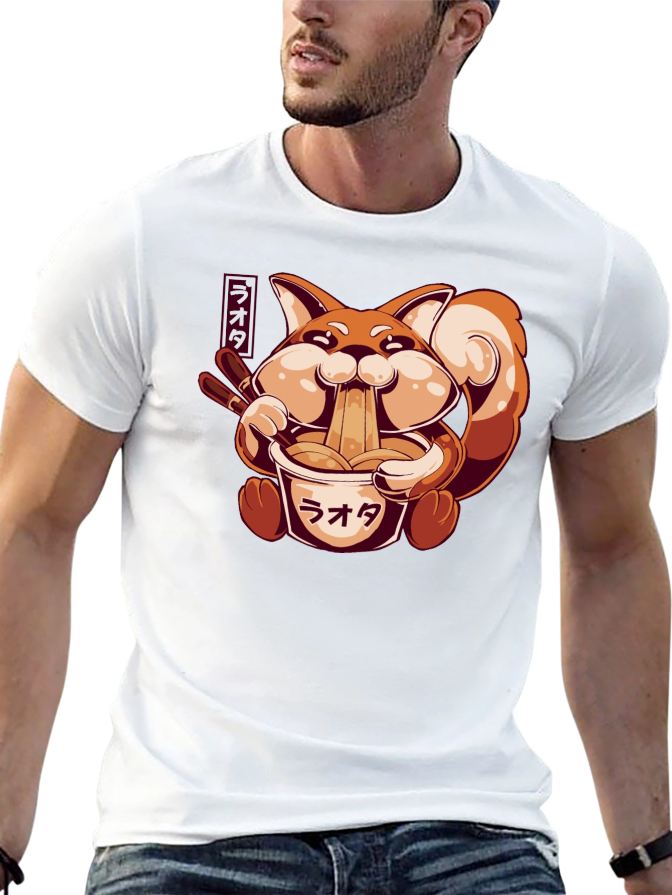 Ramen Fox Graphic T-Shirt - Cute Anime Style