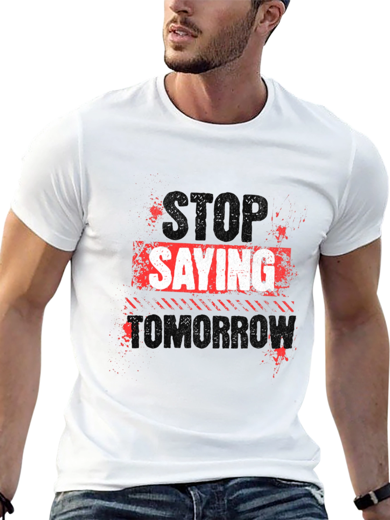 Stop Saying Tomorrow Black Graphic Tee