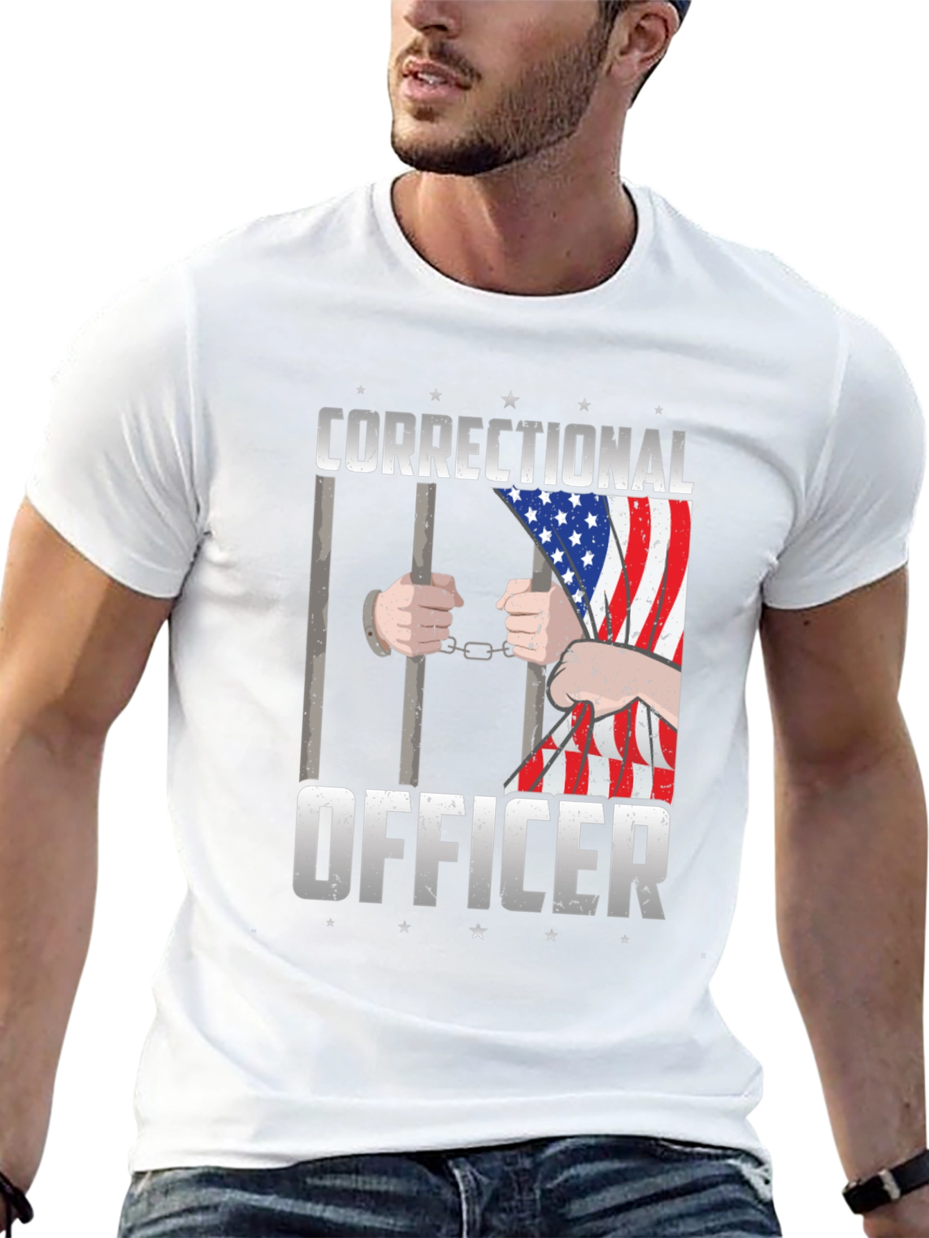 Correctional Officer American Flag Graphic T-Shirt