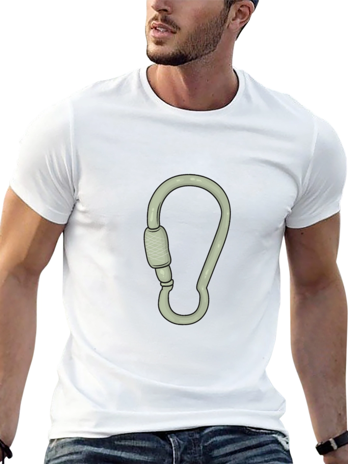 Black T-Shirt with Carabiner Graphic