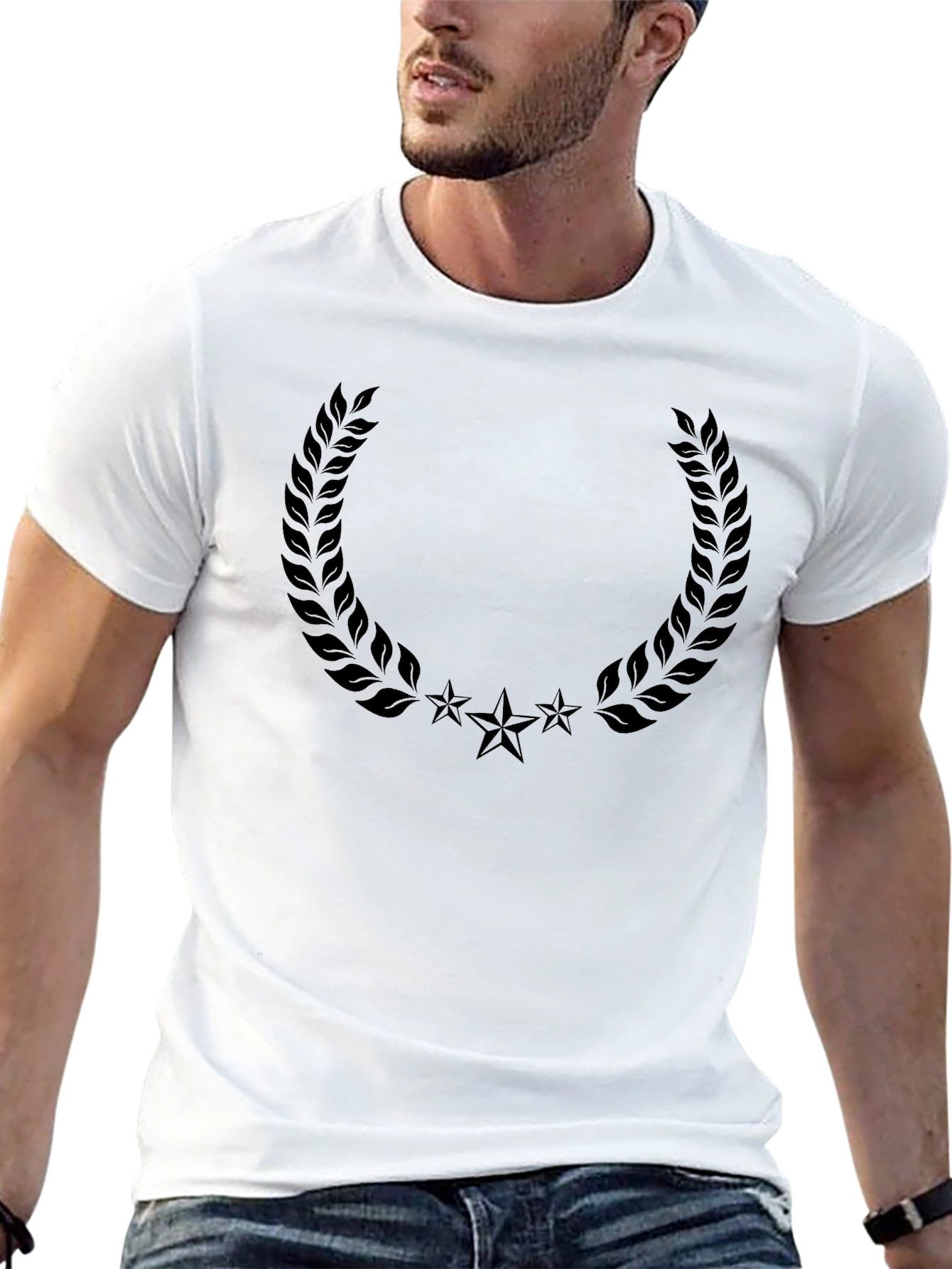 Black Laurel Wreath Star Graphic Tee