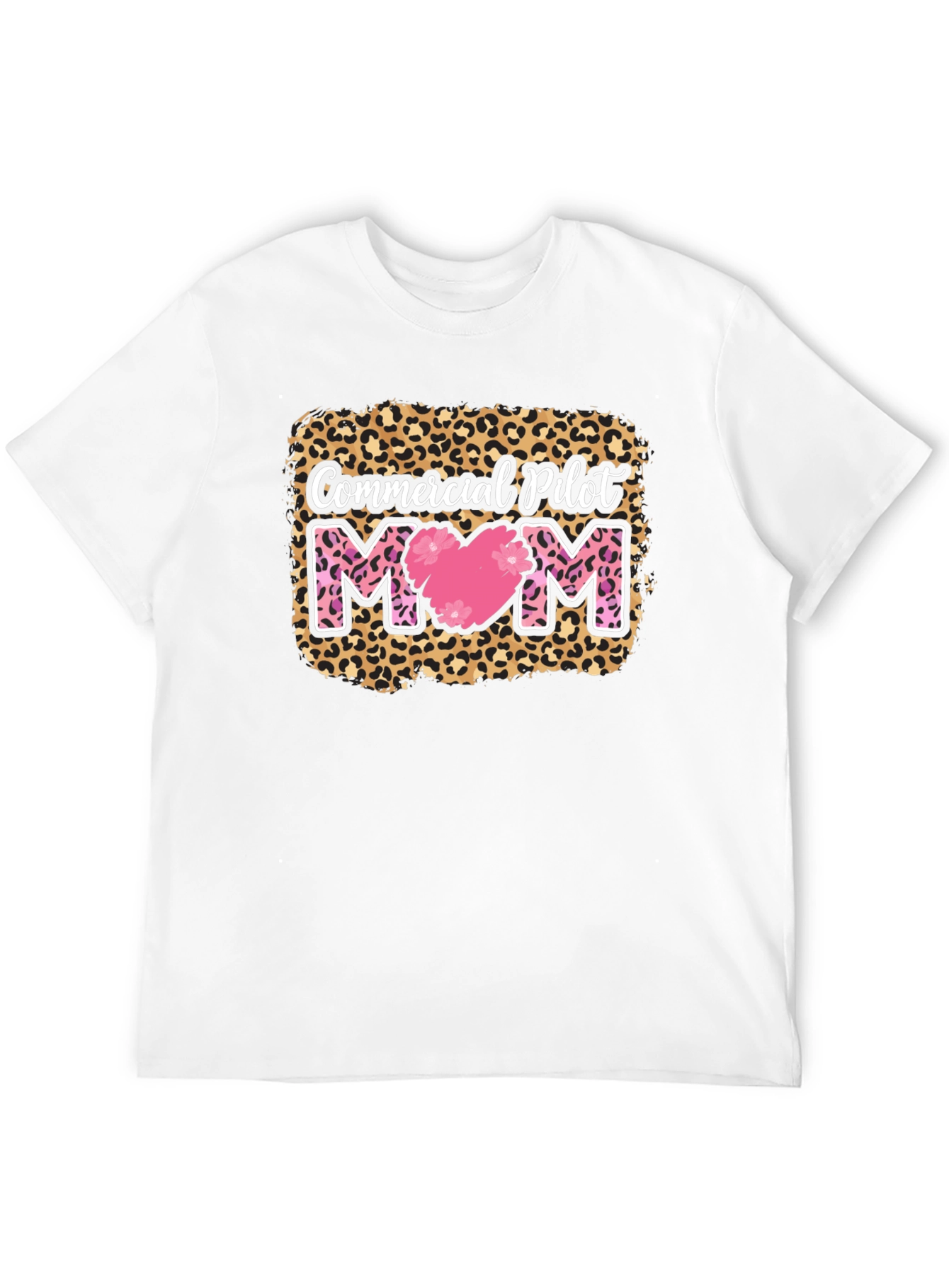 Commercial Pilot Mom Leopard Print T-Shirt