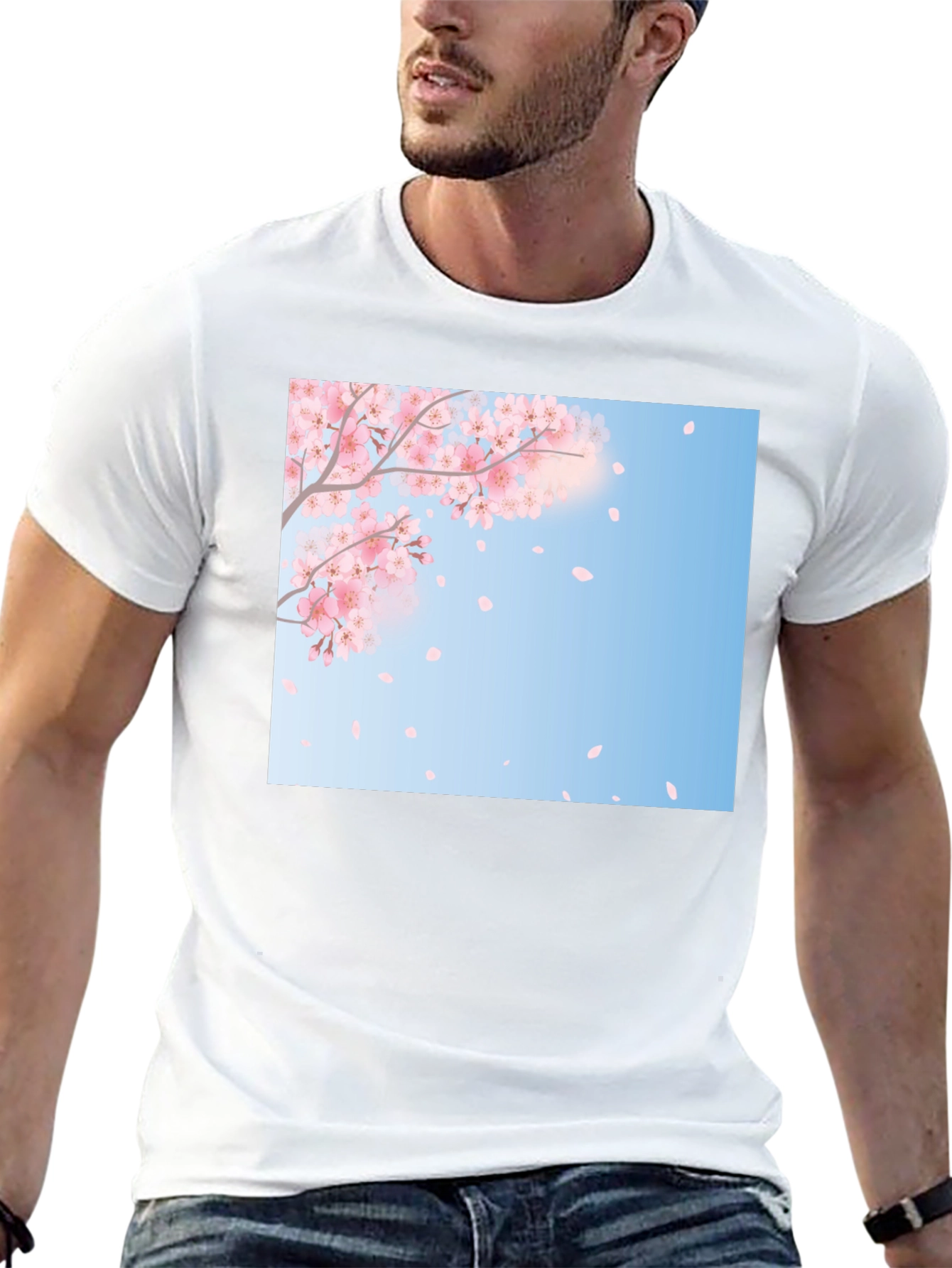 Cherry Blossom Graphic Tee - Stylish Black T-Shirt
