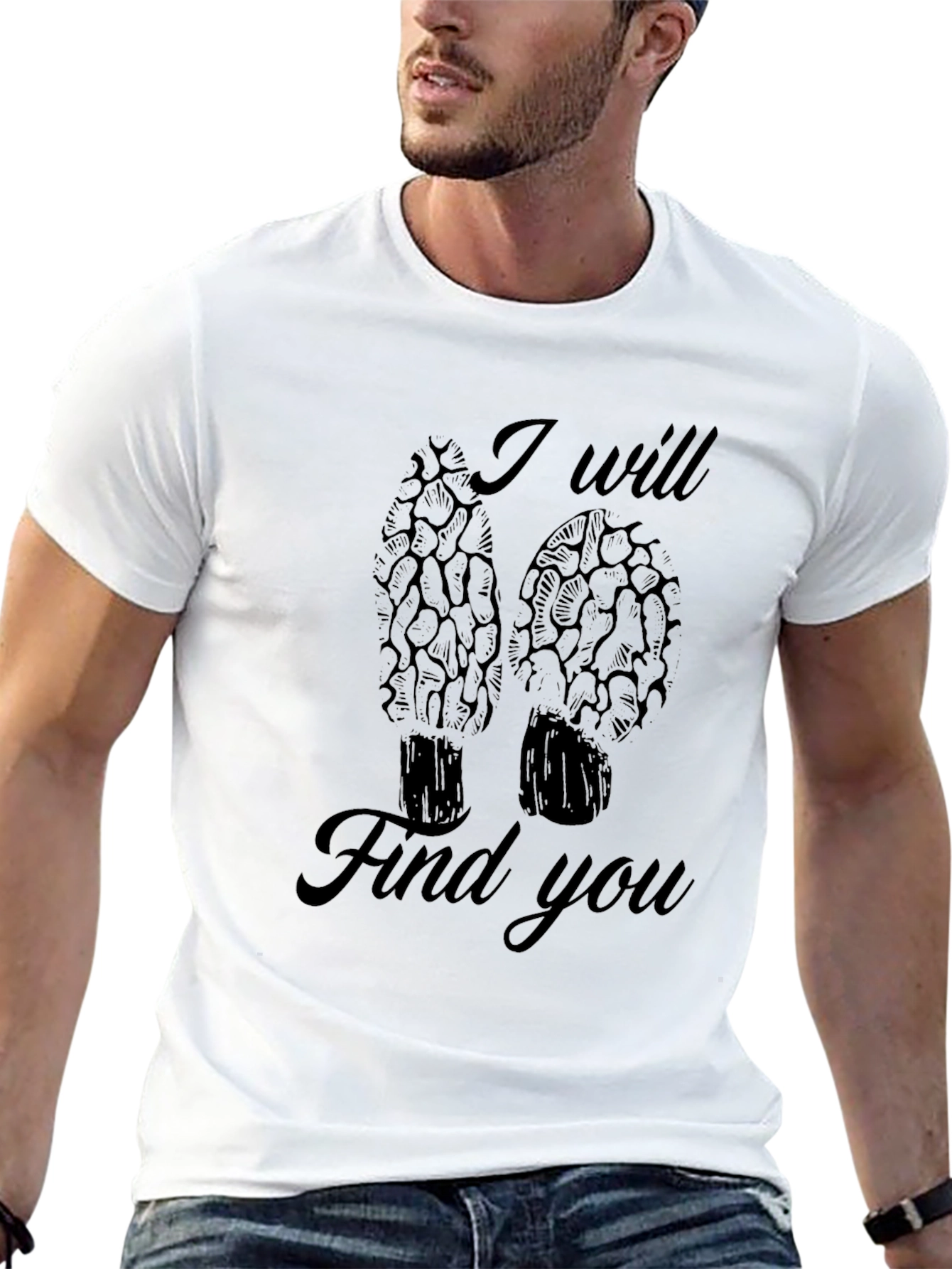 I Will Find You Morel Mushroom Black T-Shirt