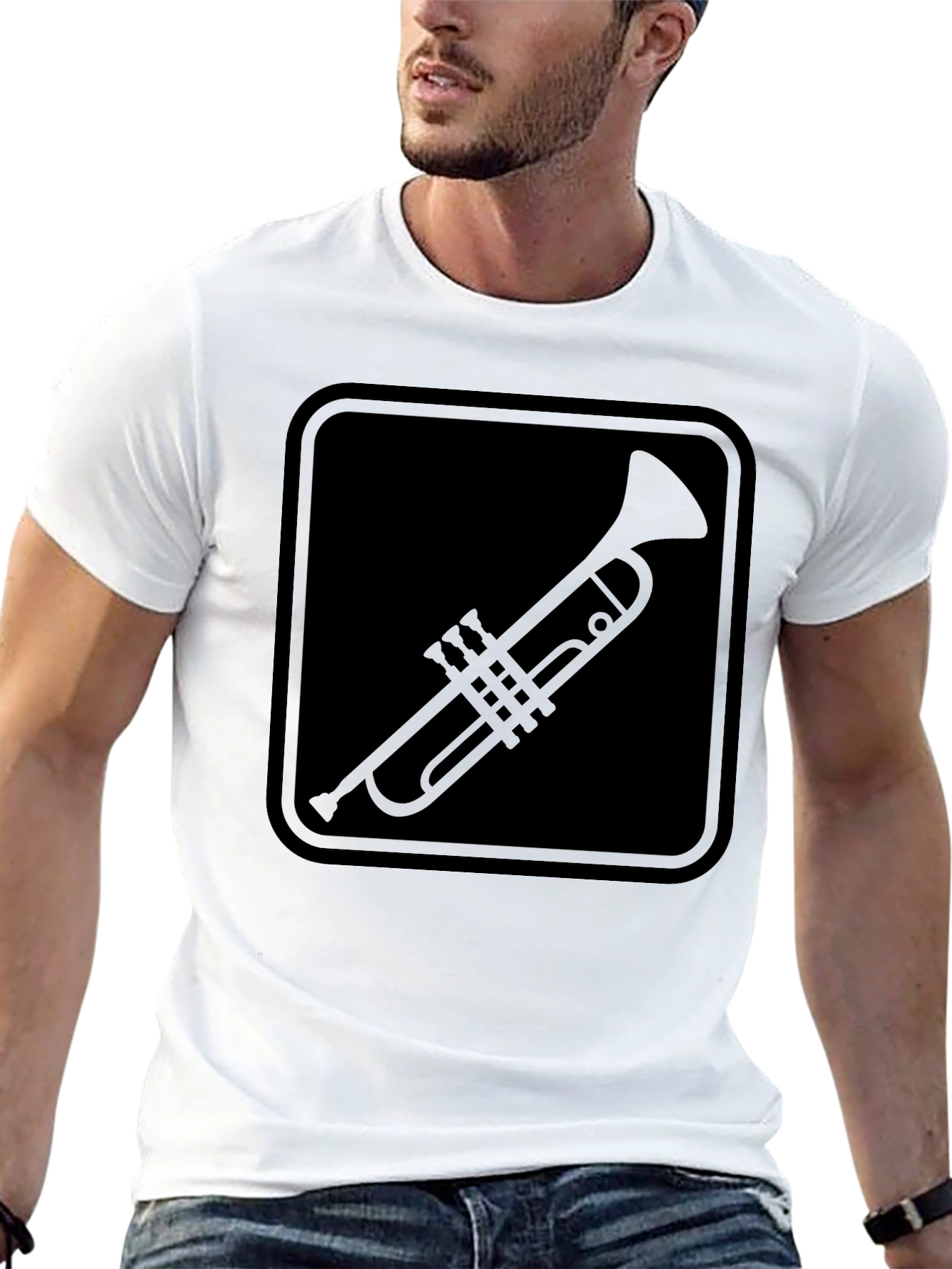Black Trumpet Graphic Tee - Classic Musician Style