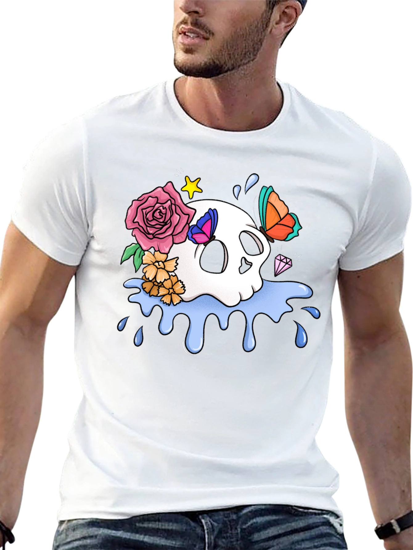 Skull & Floral Graphic T-Shirt