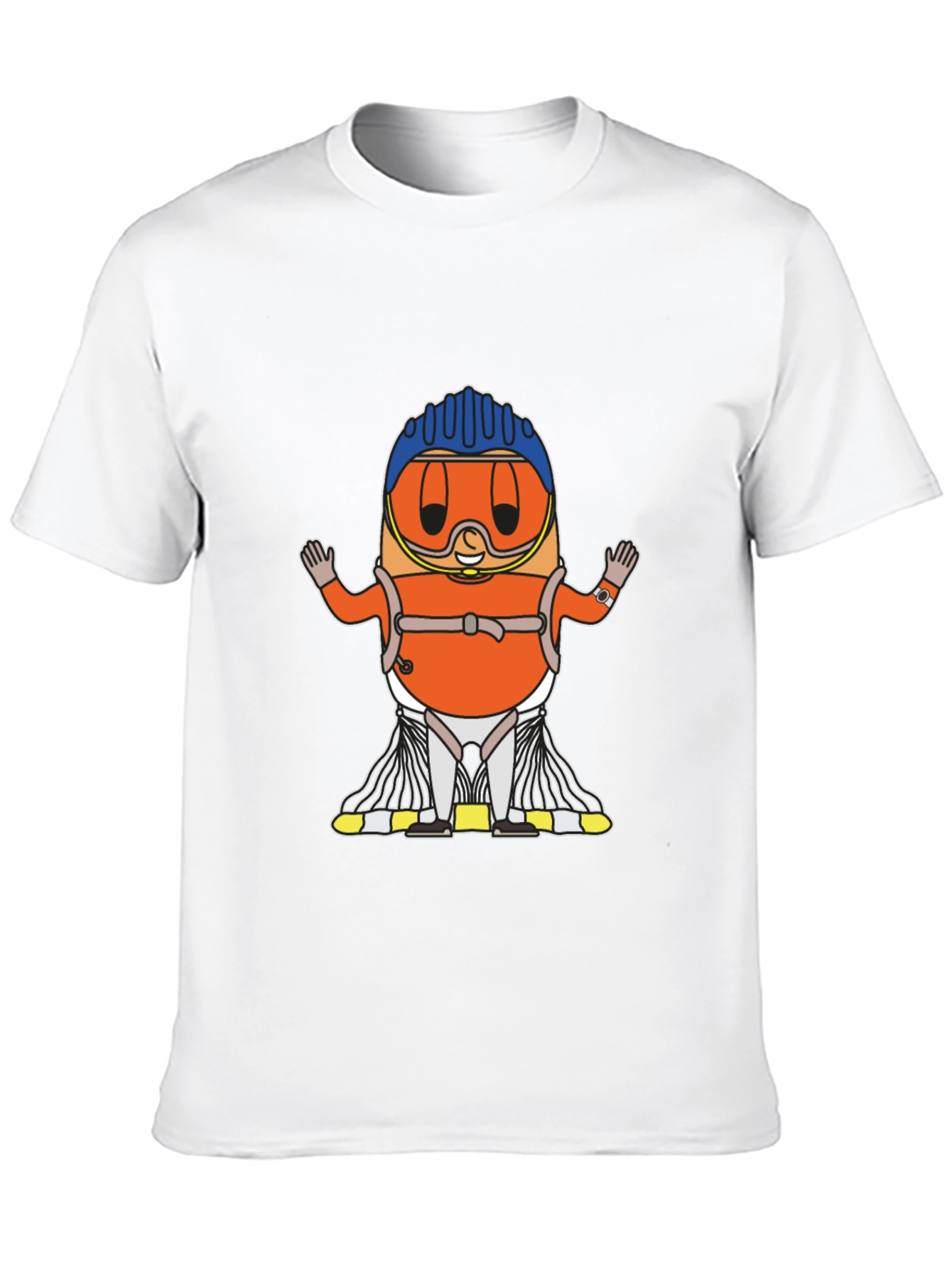 Skydiver Cartoon T-Shirt - Black Cotton Tee