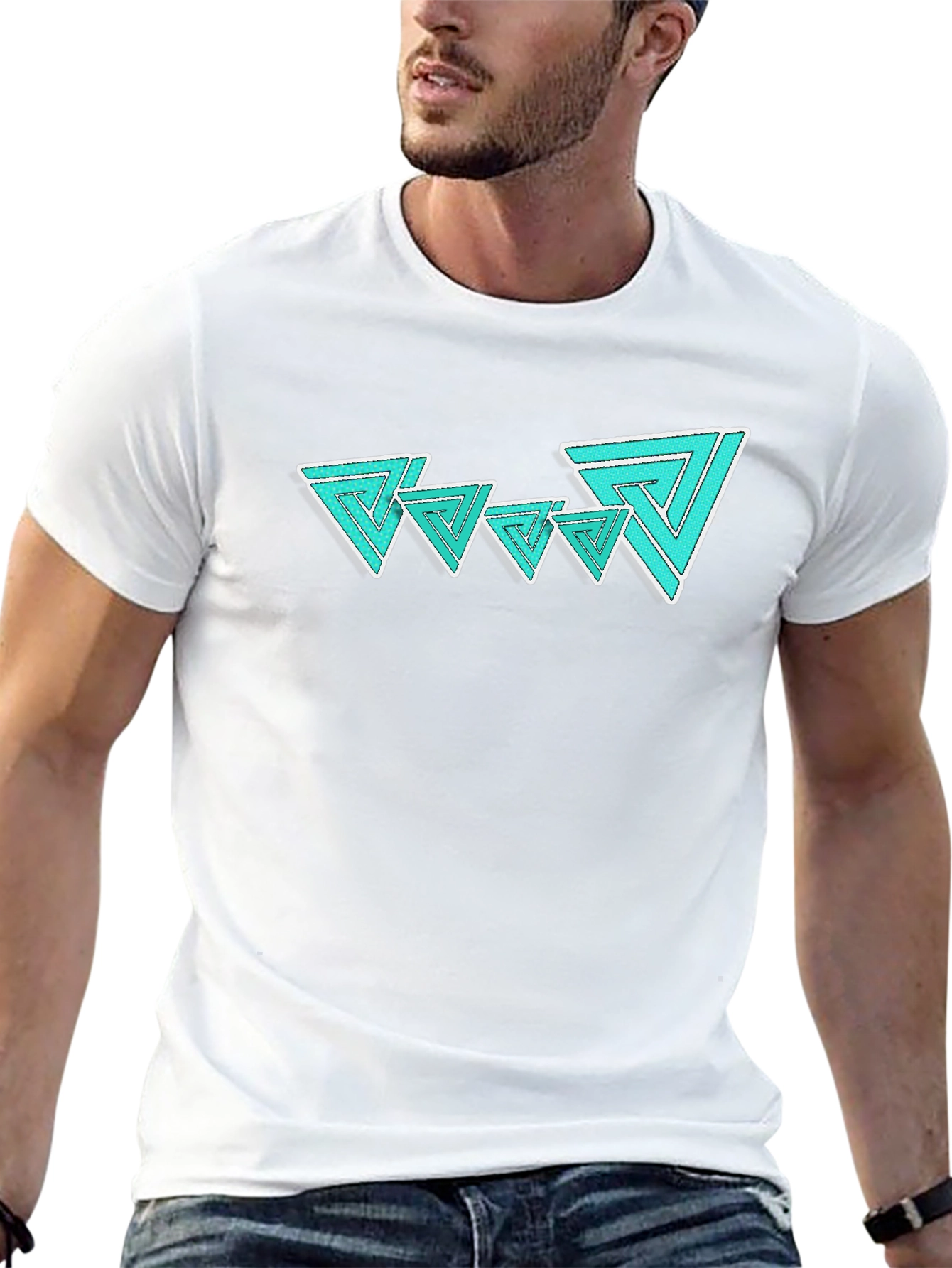 Modern Triangle Graphic Black T-Shirt