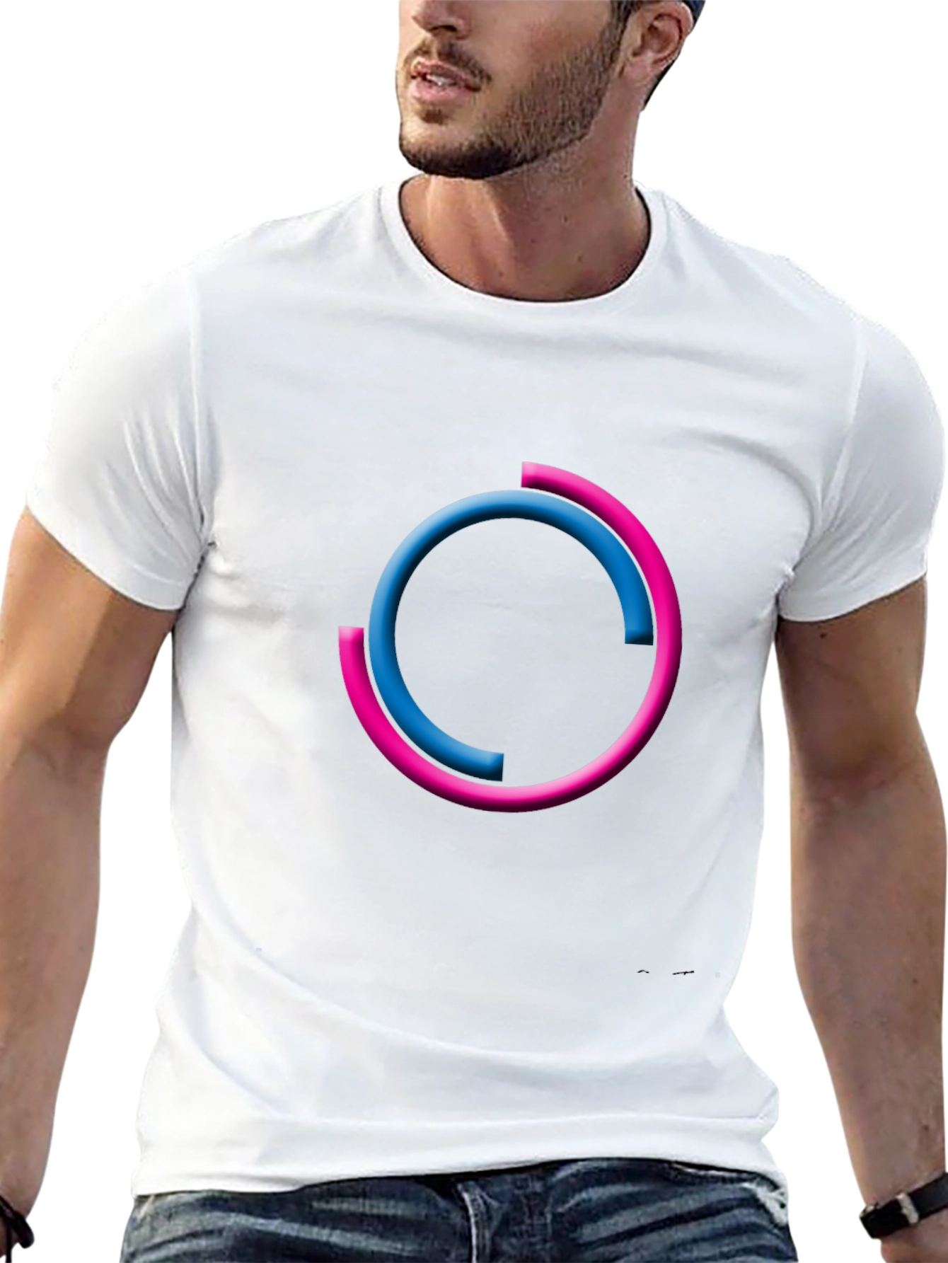Modern Circle Design Black T-Shirt