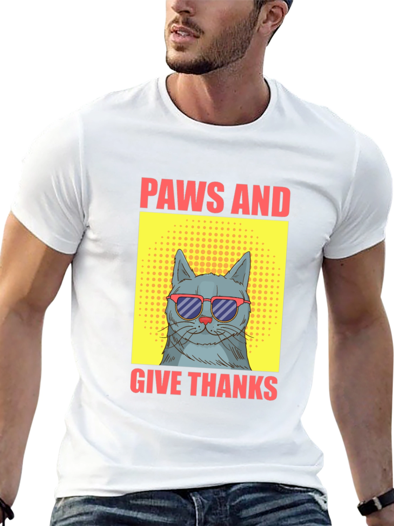 Paws and Give Thanks Cat T-Shirt