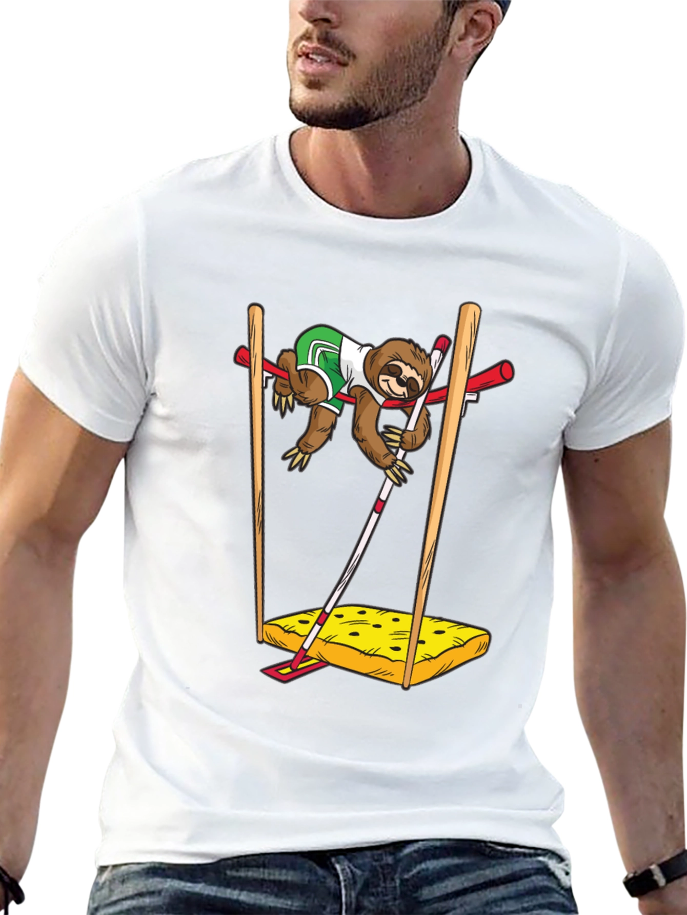 Sloth Pole Vault T-Shirt - Funny Sport Tee