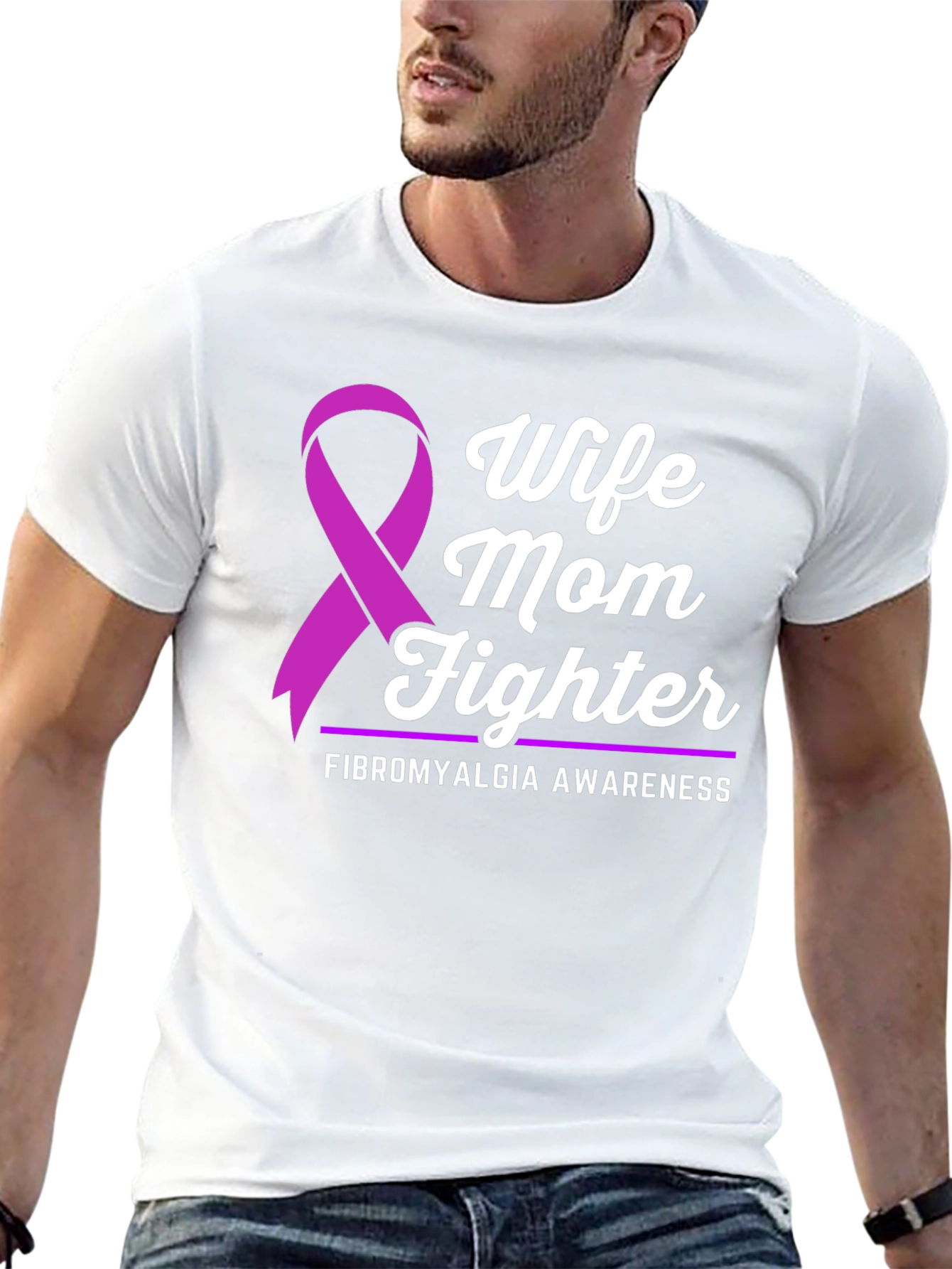 Wife Mom Fighter Fibromyalgia Awareness T-Shirt