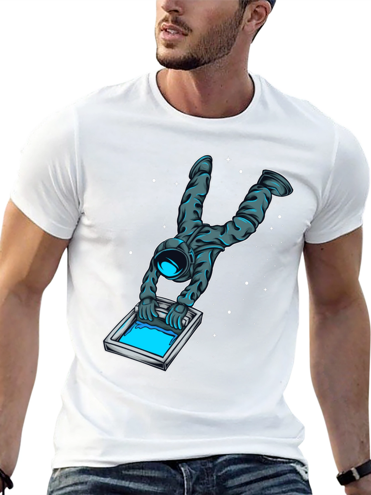 Astronaut Screen Printing T-Shirt - Unique Graphic Tee