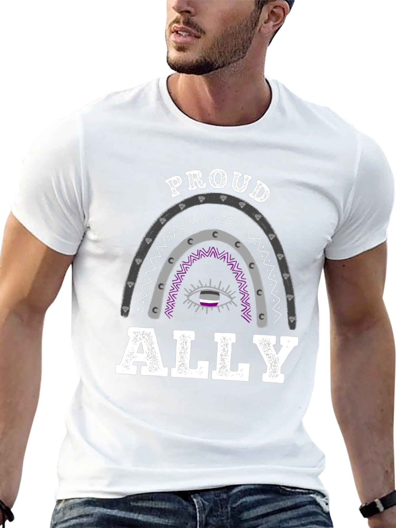 Proud Ally Asexual Pride Rainbow Graphic Tee