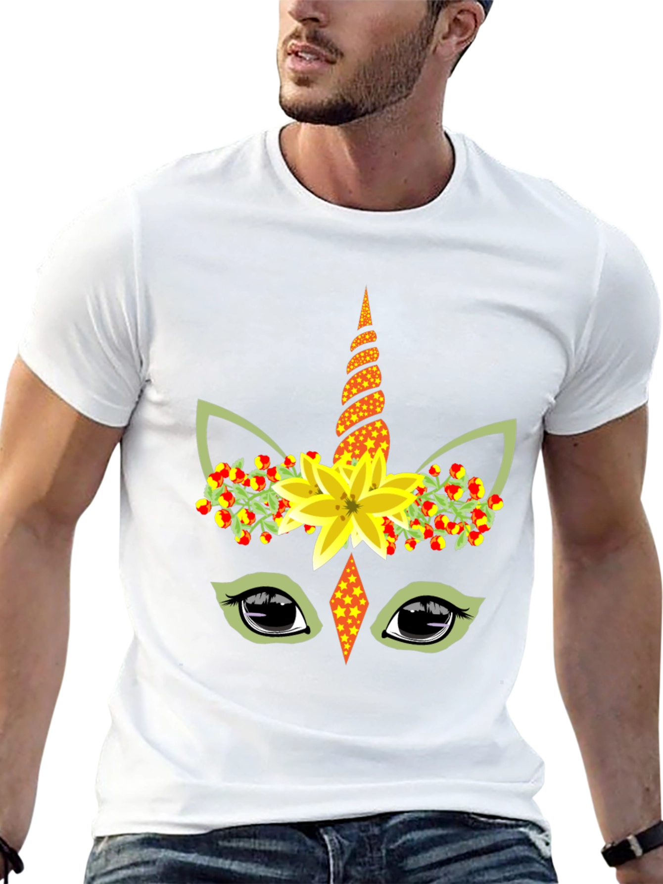 Unicorn Flower Crown Black T-Shirt