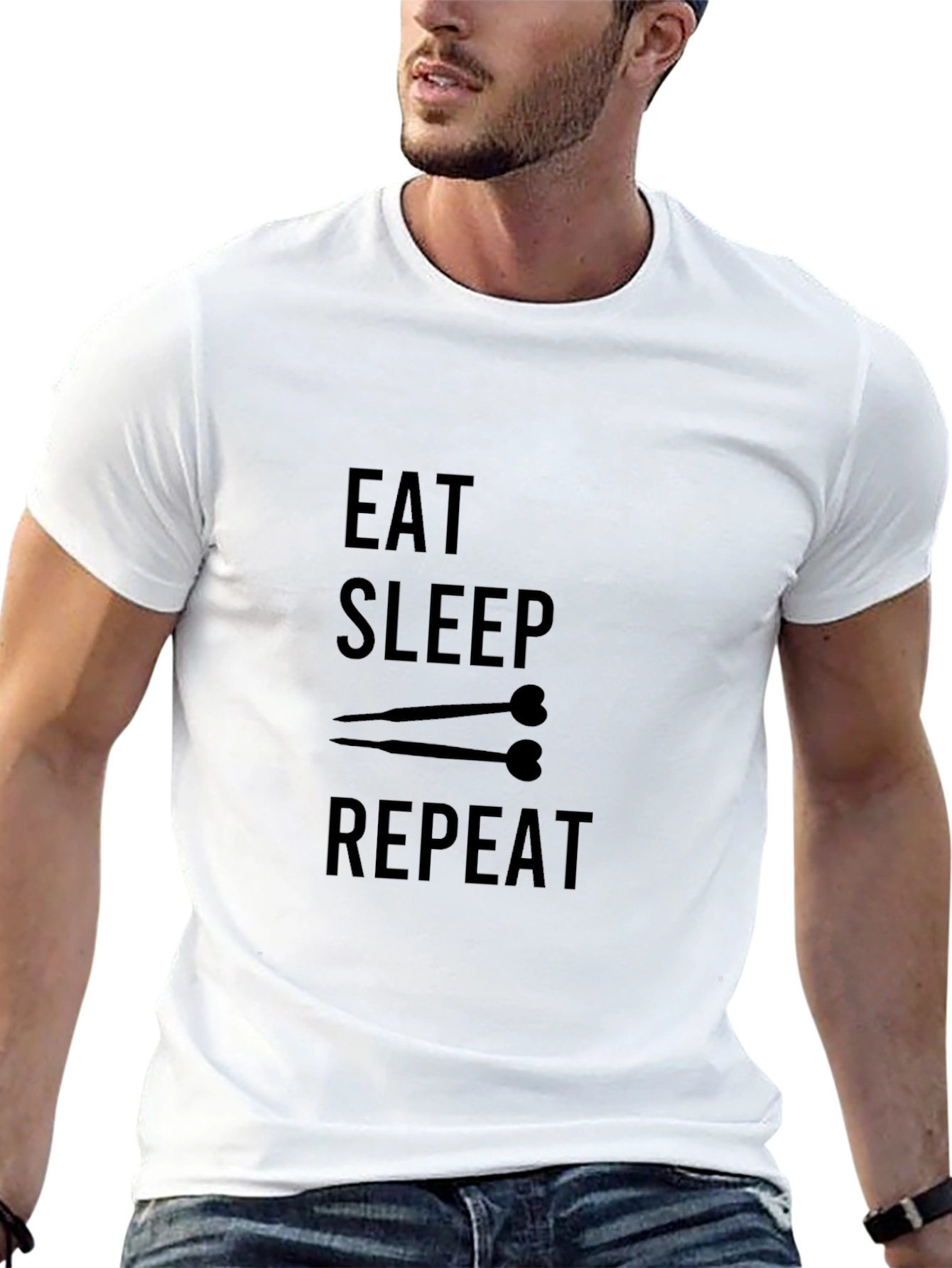 Eat Sleep Darts Repeat Black T-Shirt