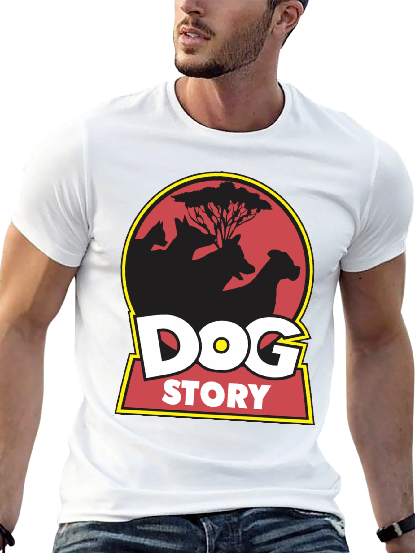 Dog Story Graphic Tee - Black Cotton Blend