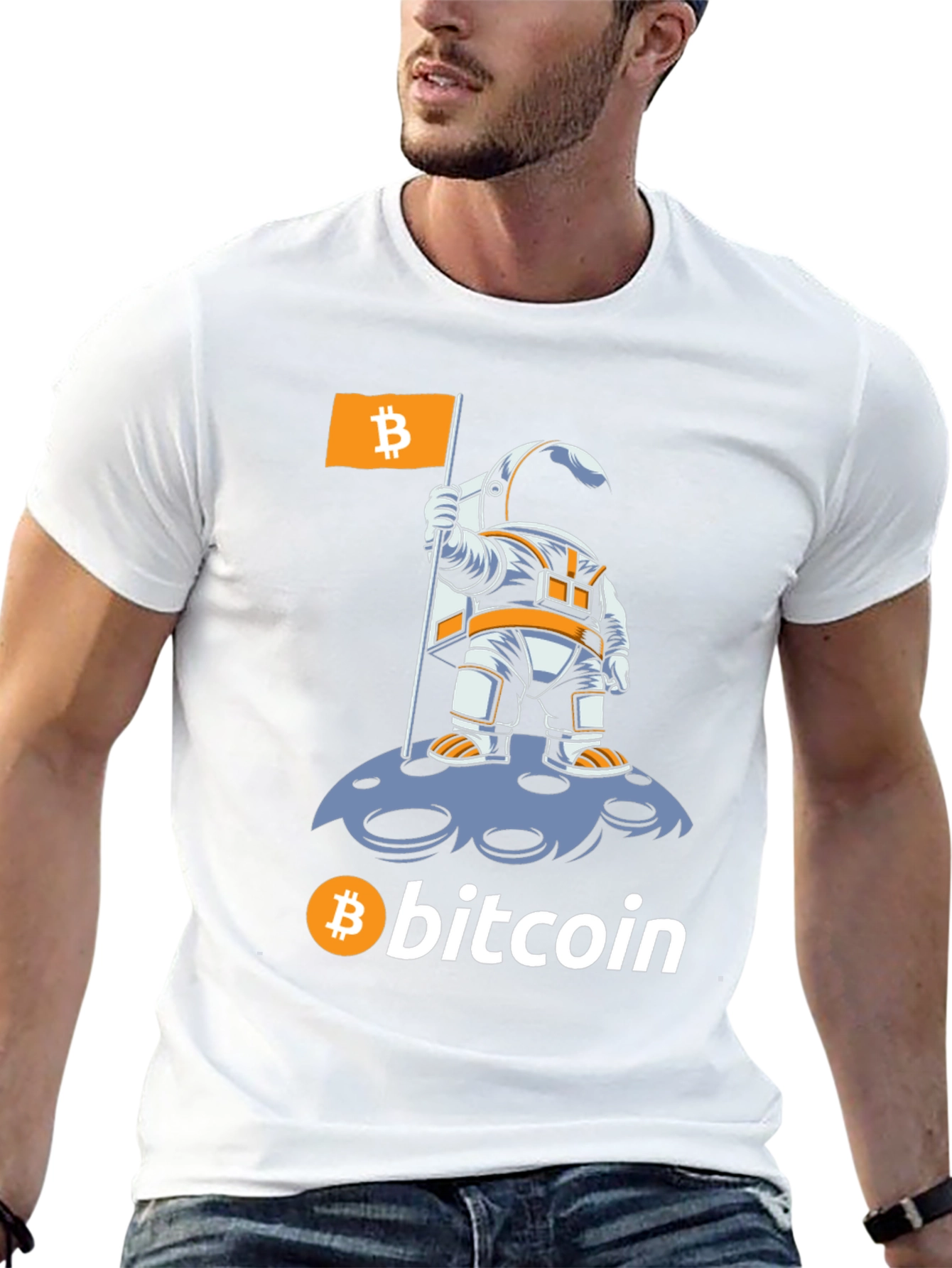 Bitcoin Astronaut T-Shirt - Crypto Moon Landing