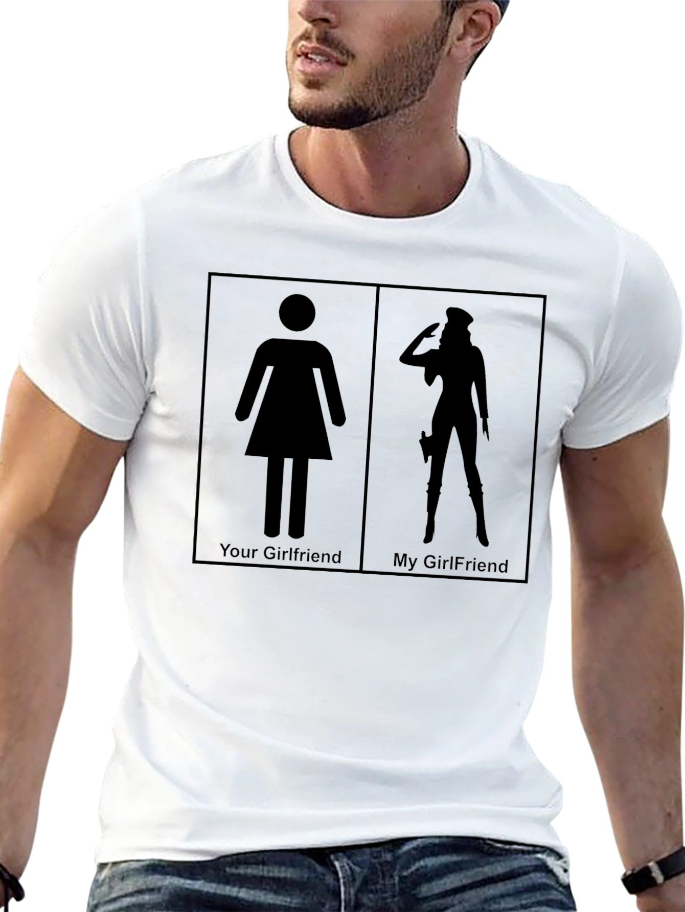 Humorous Your Girlfriend vs My Girlfriend Graphic Tee