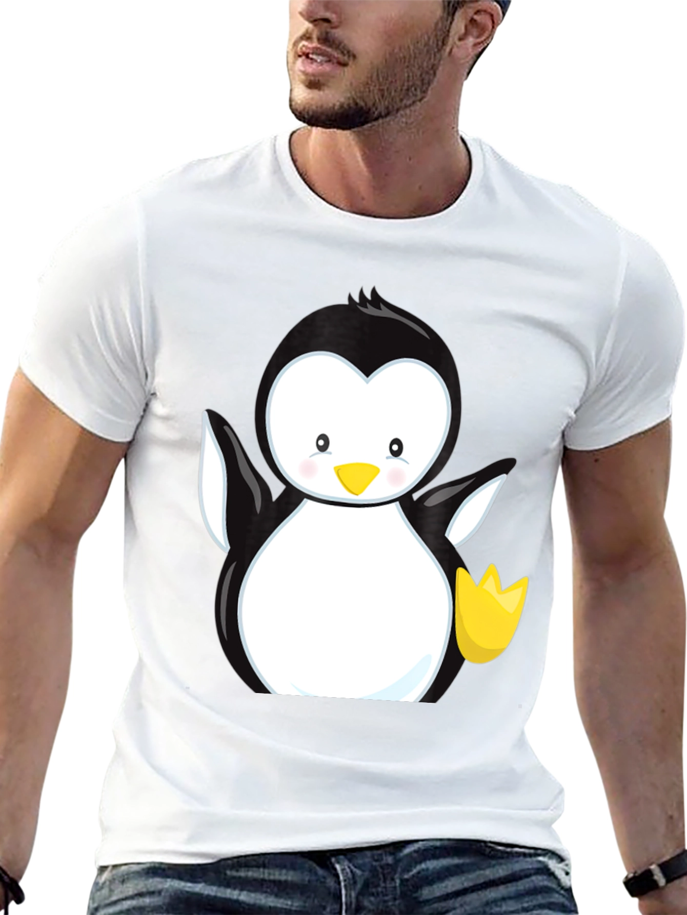 Cute Penguin Graphic Black T-Shirt