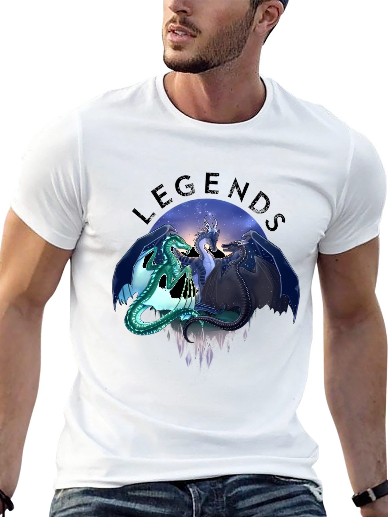 Legends Dragon Graphic T-Shirt - Black