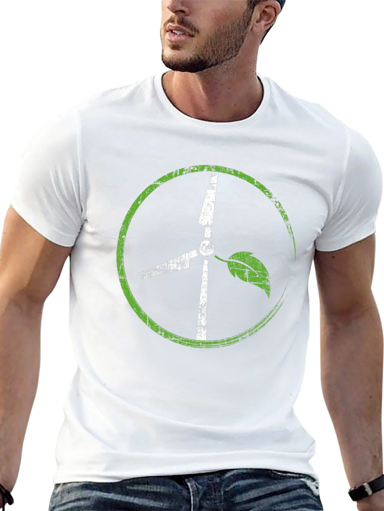 Eco-Friendly Wind Turbine Graphic T-Shirt