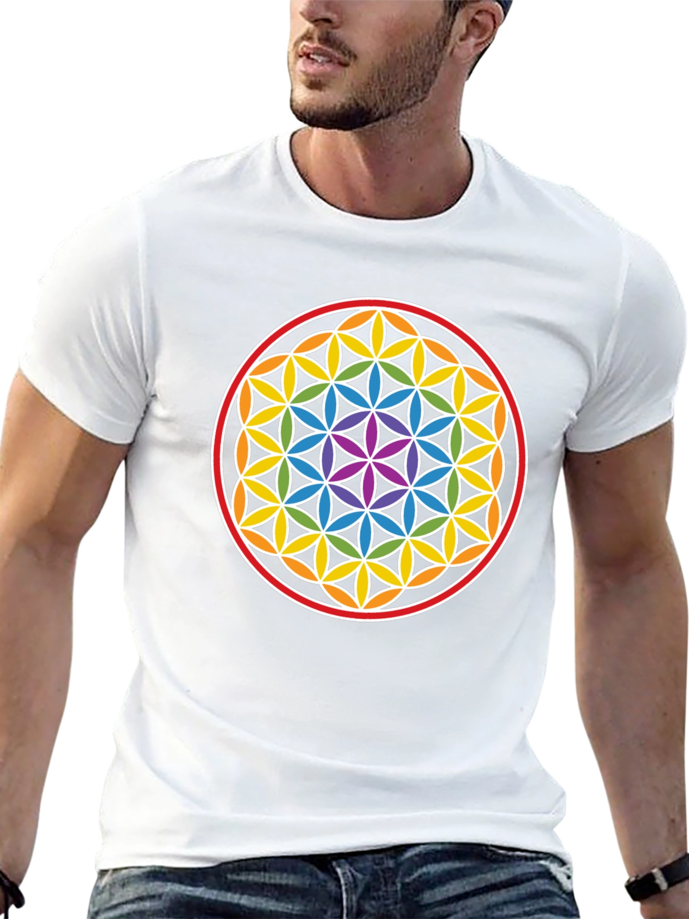 Flower of Life Chakra T-Shirt - Sacred Geometry Tee
