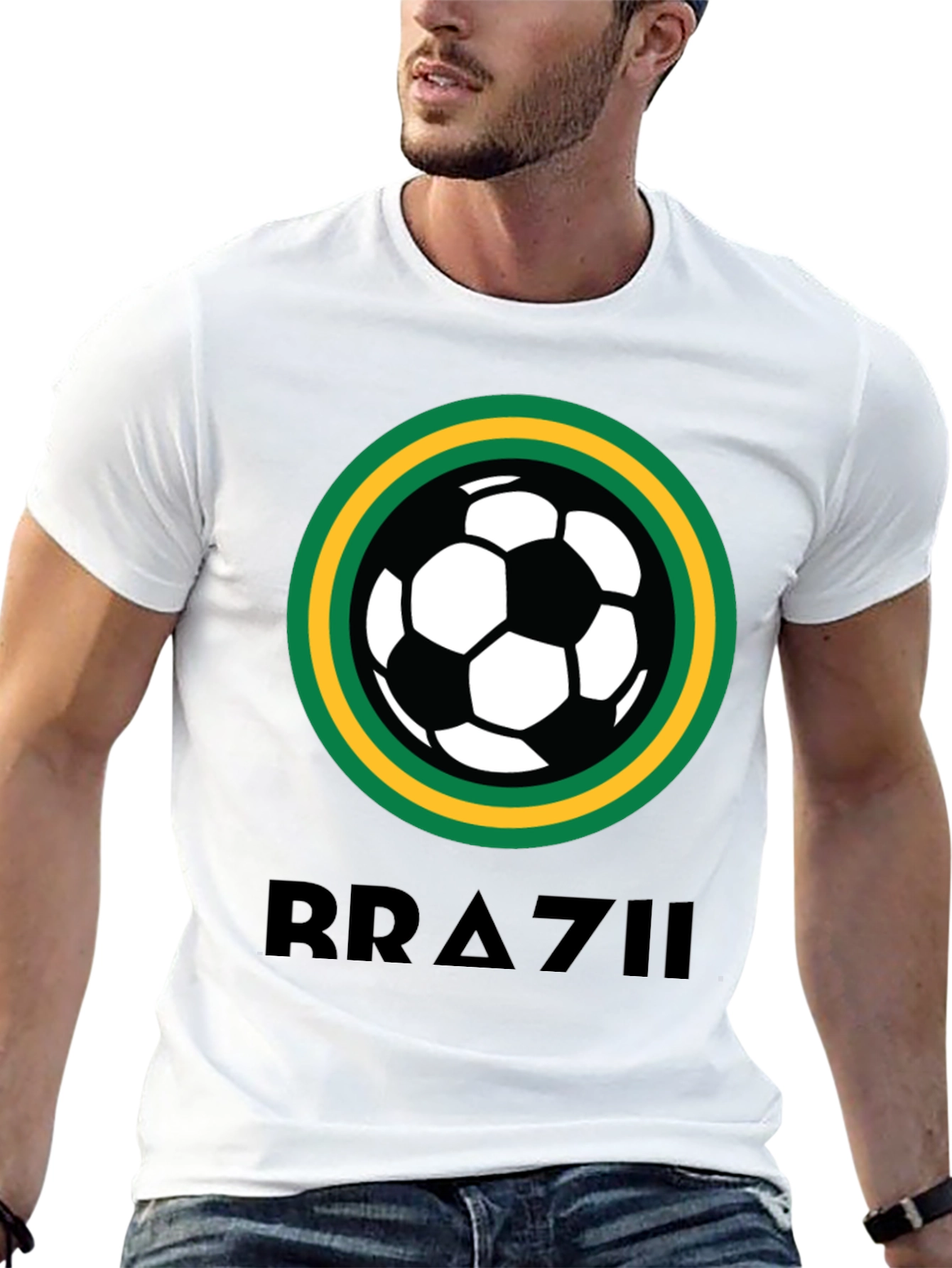 Brazil Soccer T-Shirt - Black Graphic Tee