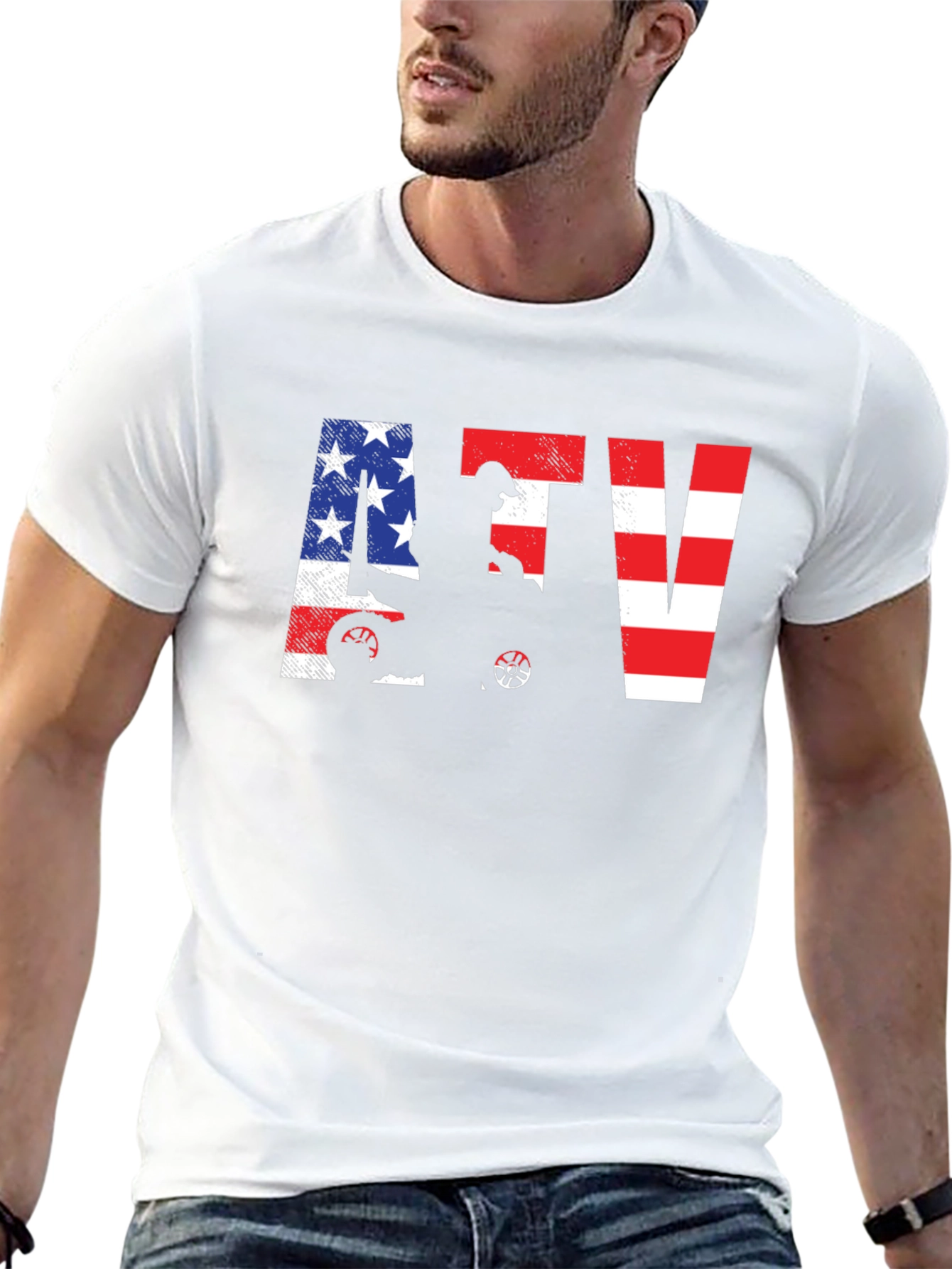 ATV American Flag Black T-Shirt