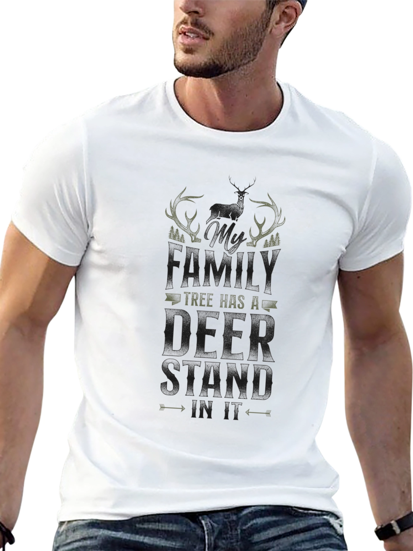 Family Tree Deer Hunting T-Shirt - Black