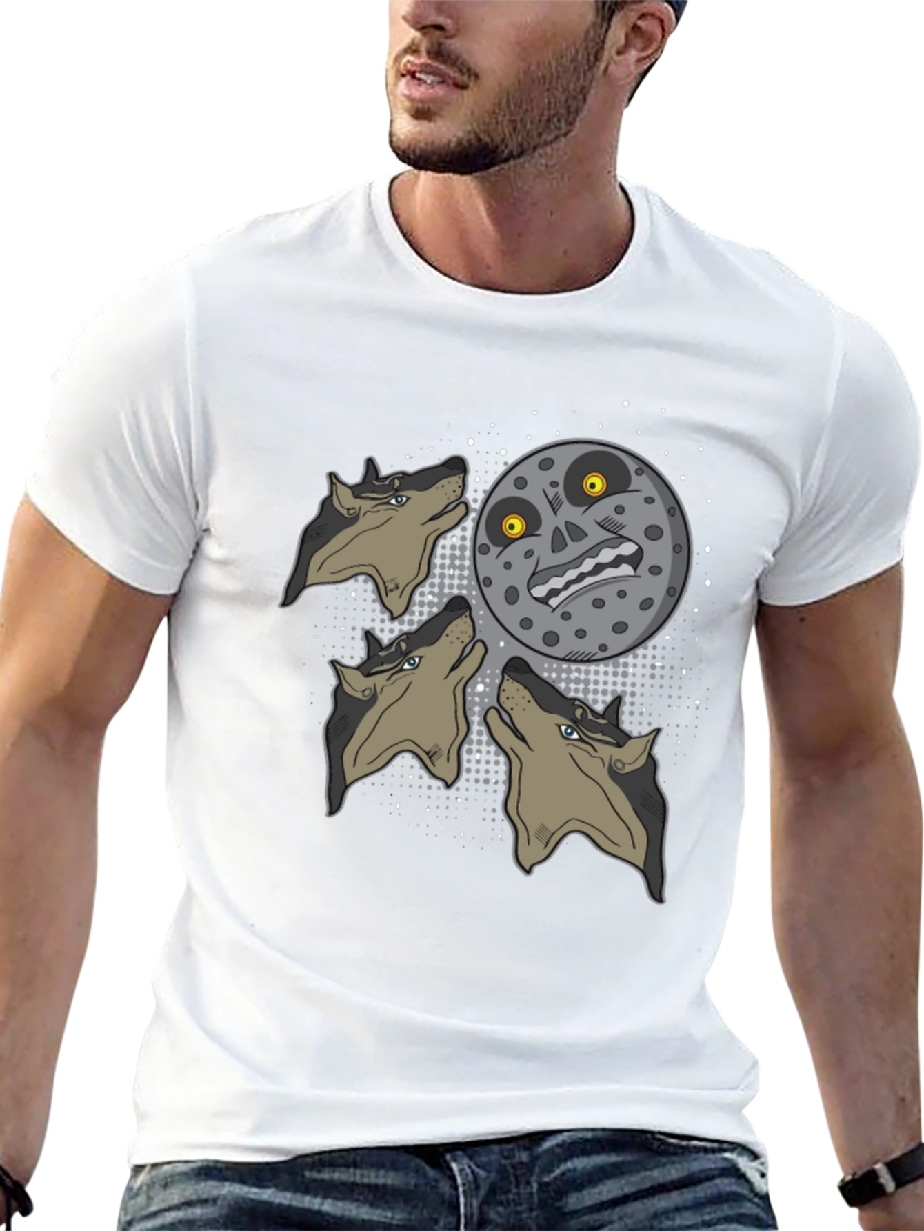 Majoras Mask Moon Howling Wolves Graphic T-Shirt