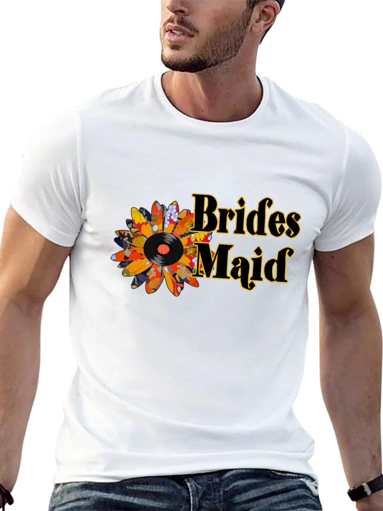 Bridesmaid Floral Record Graphic Tee