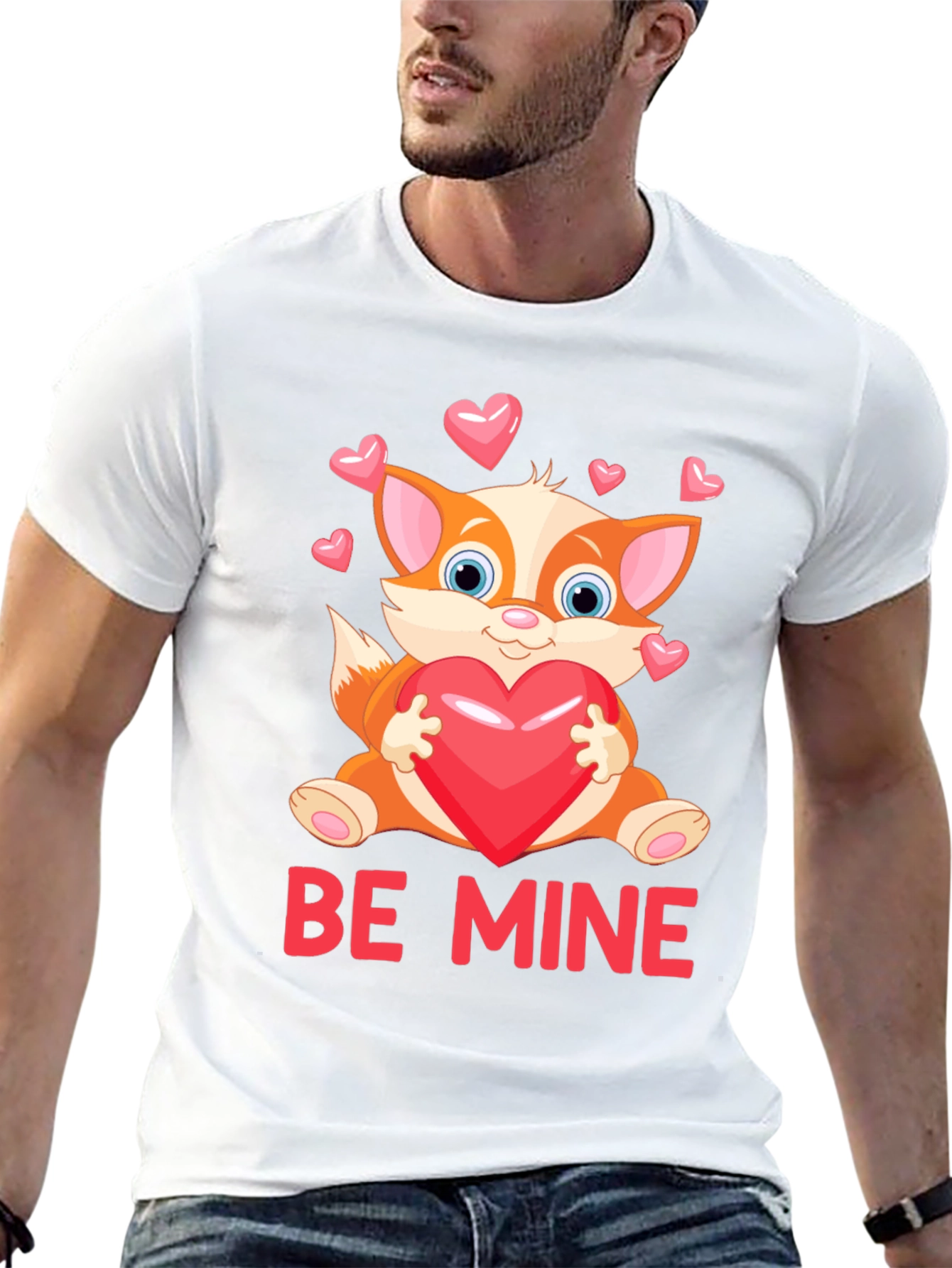 Be Mine Valentines Day Fox Graphic Tee