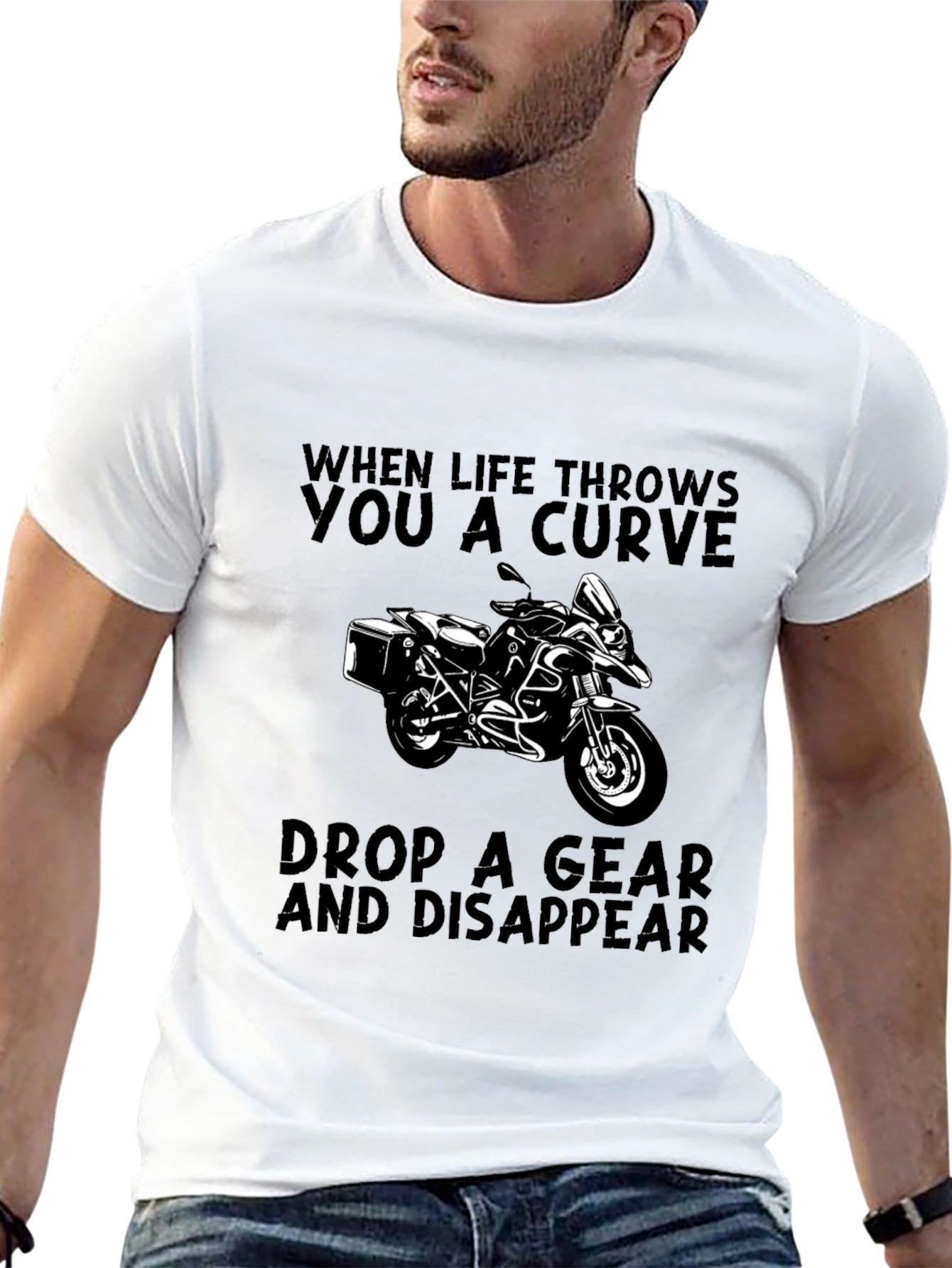 Motorcycle T-Shirt: Drop a Gear & Disappear
