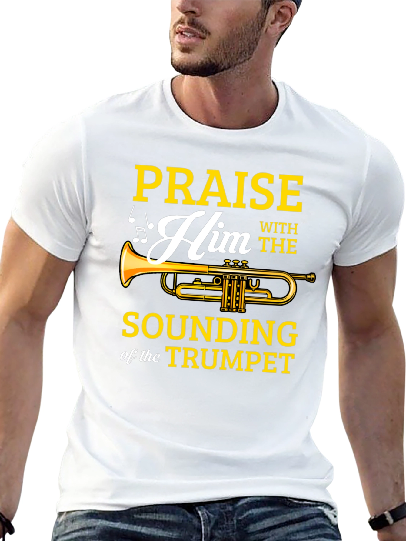 Praise Him Trumpet Graphic Tee - Mens Black T-Shirt